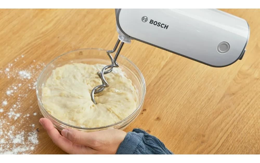 BOSCH Handmixer »MFQ49300, Edelst. Rührbesen/Knethaken, 5 Stufen, Spiralkabel« 850 W Turbotaste, Soft-Touch-Griff, leichtes Gehäuse, Made in Europe