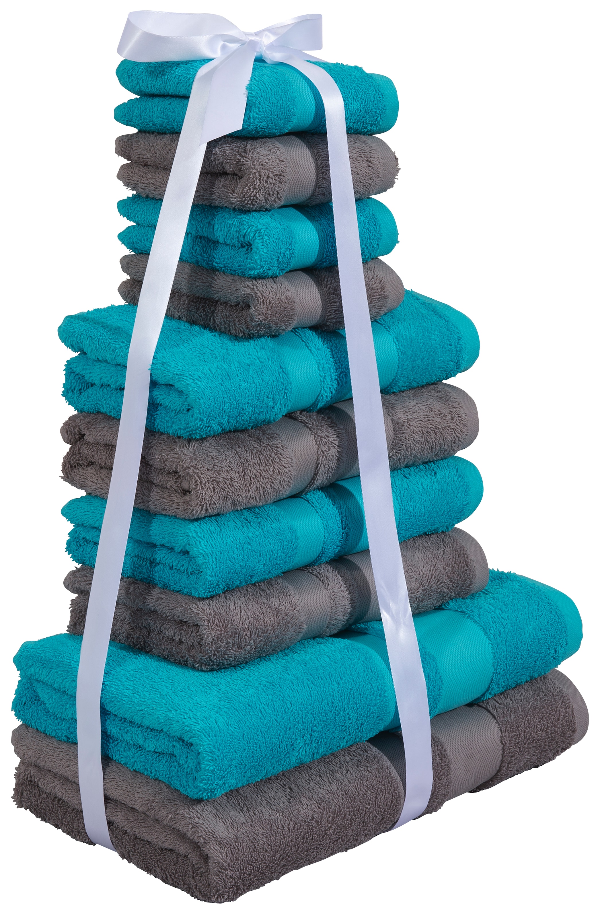 GOODproduct Handtuch Set »Vanessa, 10-tlg Handtuch-Set, weich, in Standard- und Premium-Qualität« Set 10 tlg. Walkfrottee 100% Baumwolle, Duschtücher, Handtücher, Gästetücher, mit Bordüre