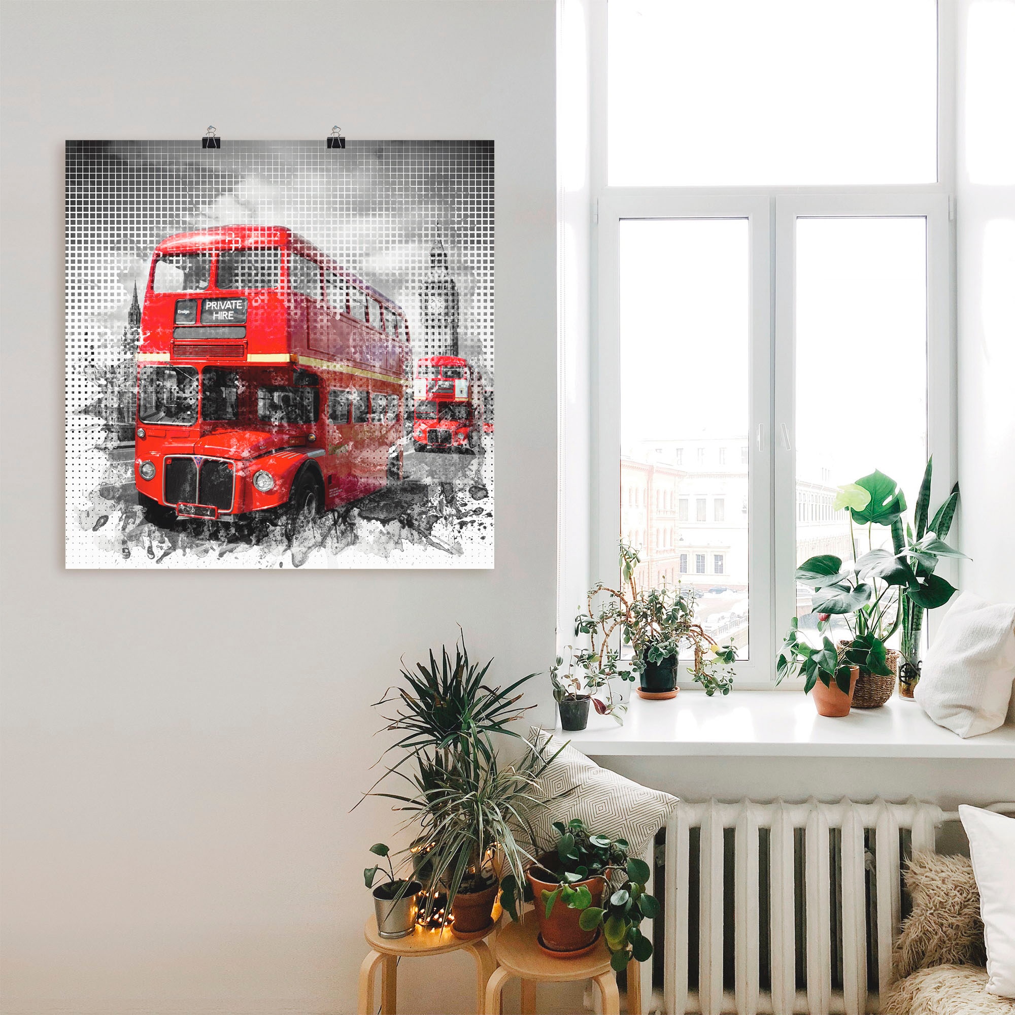 Artland Wandbild »London Westminster Rote Busse«, Auto, (1 St.), als Poster in verschied. Grössen