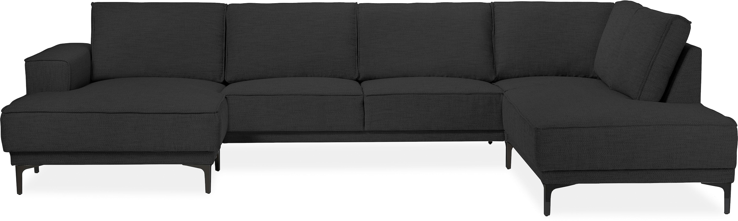 Places of Style Wohnlandschaft »XXL Sofa Oland, Struktur, Flachgewebe, Luxus-Microfaser, Boucle«, U-Form, 345 cm, Wellenunterfederung, Skandi-Design, Metallfüsse