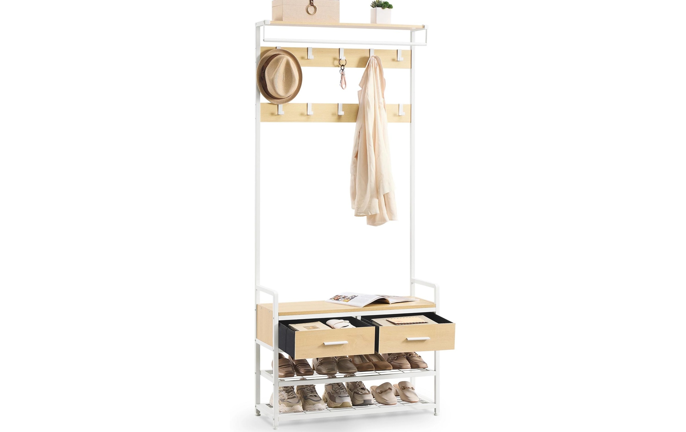 VASAGLE Garderobenständer »80.4 x 30 x 181.6 cm« Garderobenmöbel mit Sitzbank und Stauraum