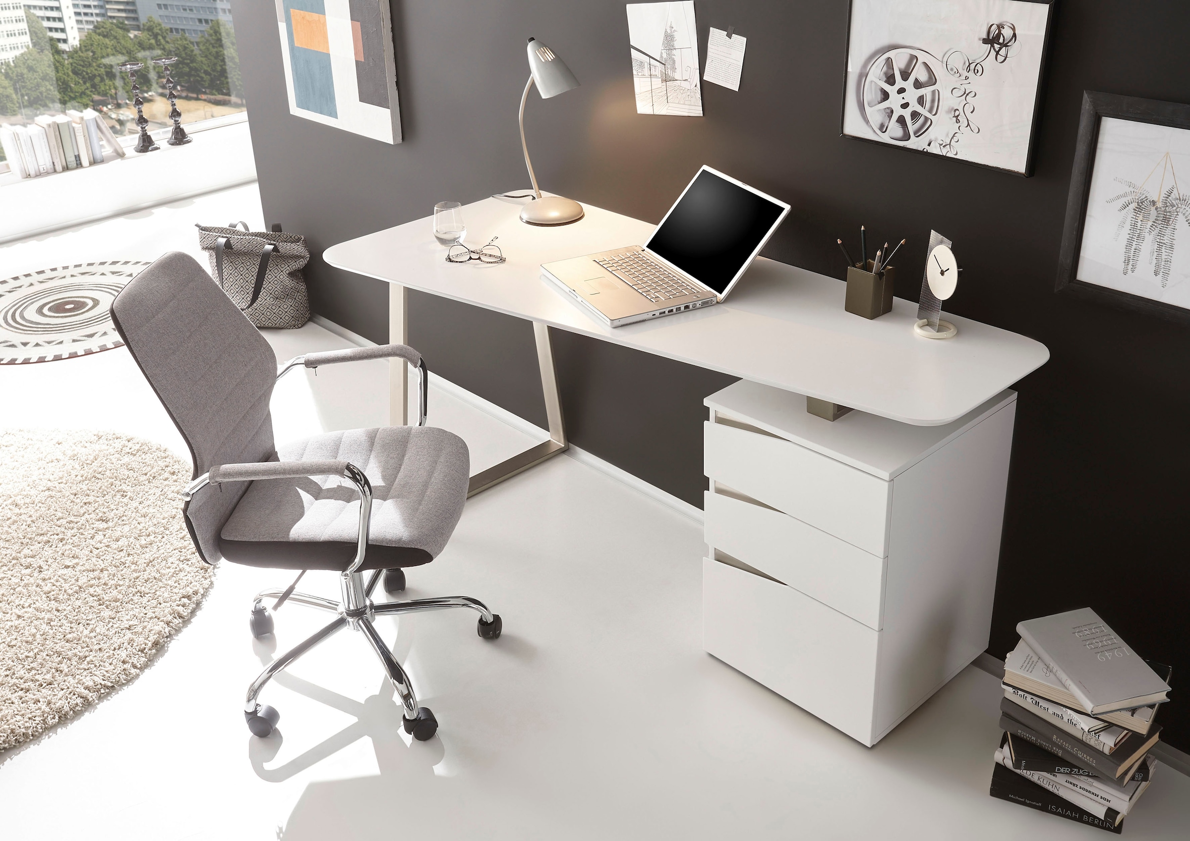 MCA furniture Schreibtisch »Tori«, weiss matt lackiert, mit 3 Schubladen, Breite 150 cm