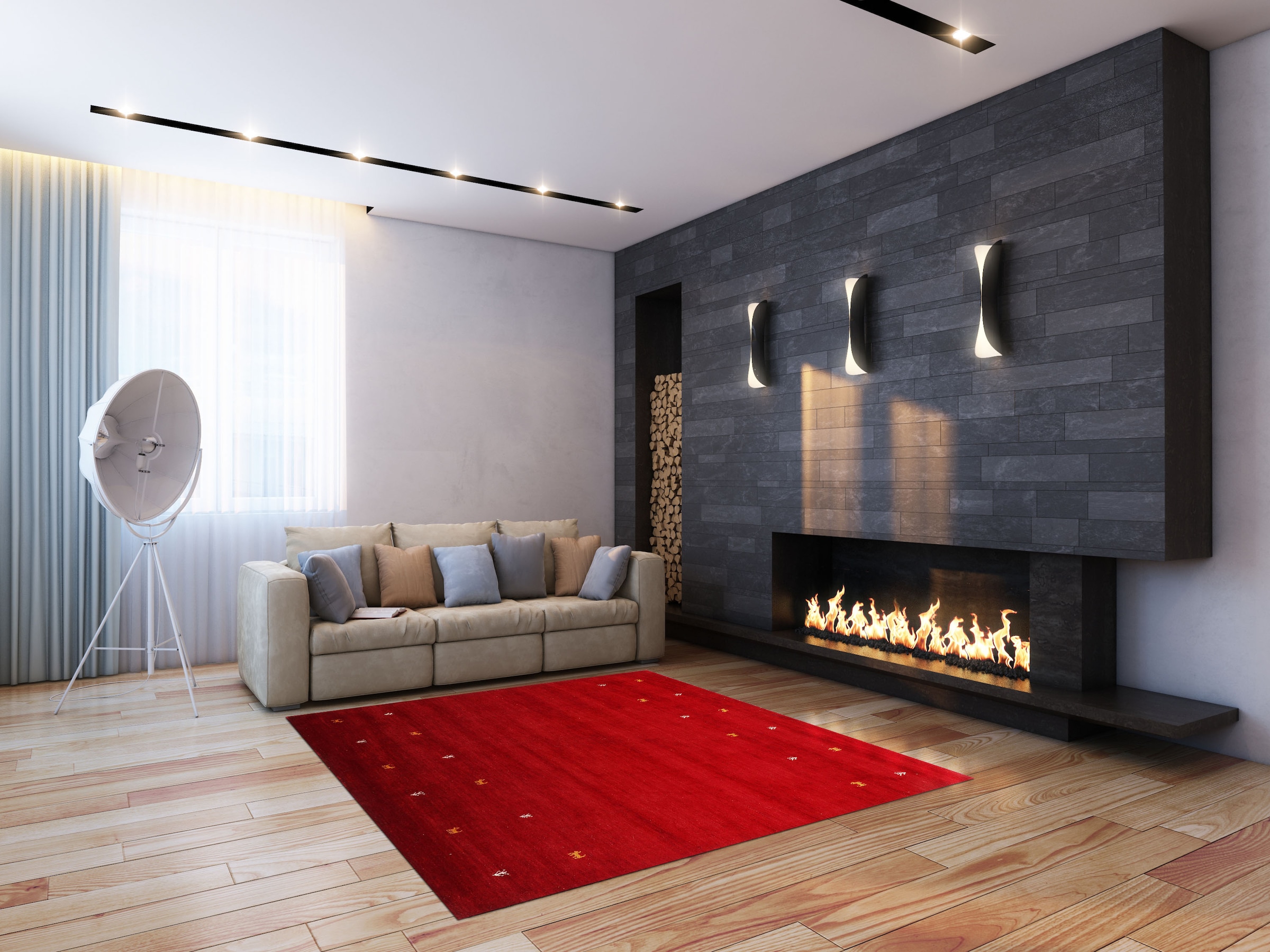 carpetfine Tapis en laine »Gabbeh-Uni« Carré 15 mm Höhe reine Wolle, handgewebt, Gabbeh Loom Tiermotiv, Sonderform Quadrat