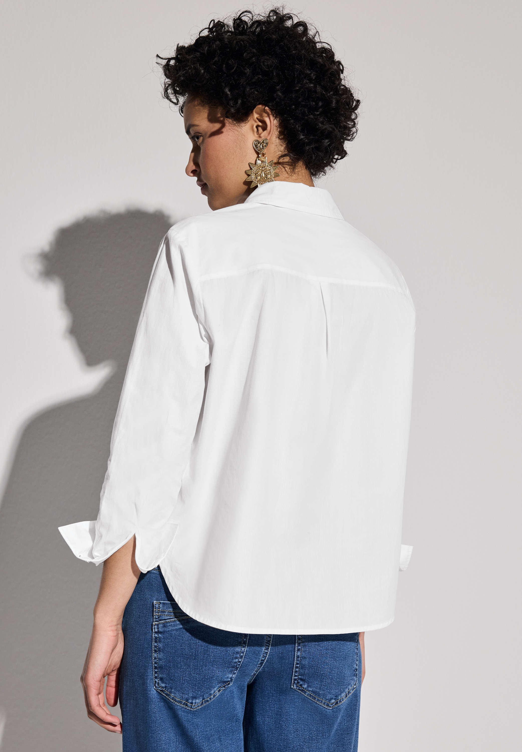STREET ONE Hemdbluse, mit gerundetem Saum und aus reiner Baumwolle