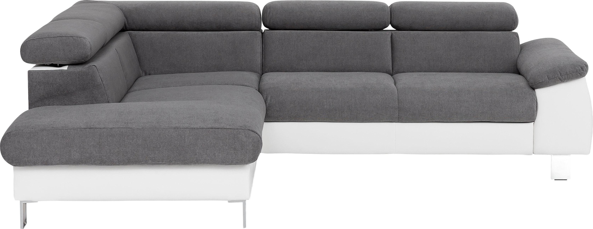 COTTA Ecksofa »Komaris L-Form mit Kopfteilverstellung«, wahlweise mit Bettfunktion, Bettkasten & Beleuchtung