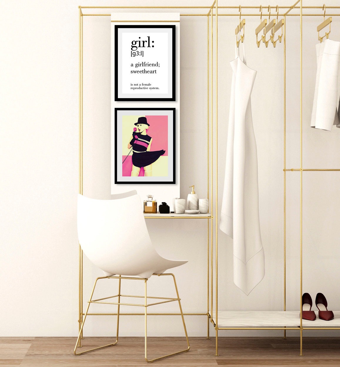 Image of queence Bild "Call me Maybe" Art Bilder von Frauen Fashion Frau Kunst Magazincover Mode 1 Stk. tlg. HD Premium Poster-Druck inkl. Holzrahmen