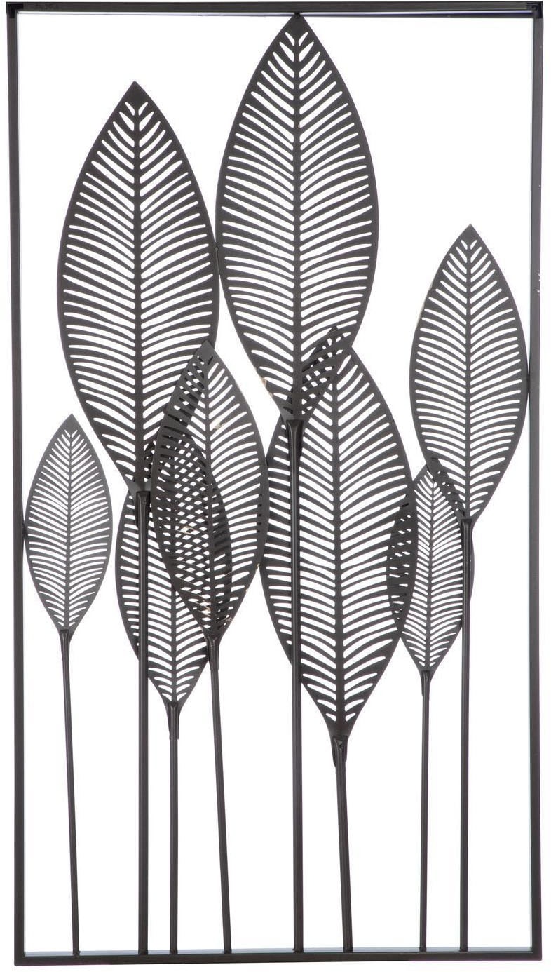 GILDE Objet de décoration murale »Wandrelief Palmblätter« Couleur champagne avec finition antique, décoration murale