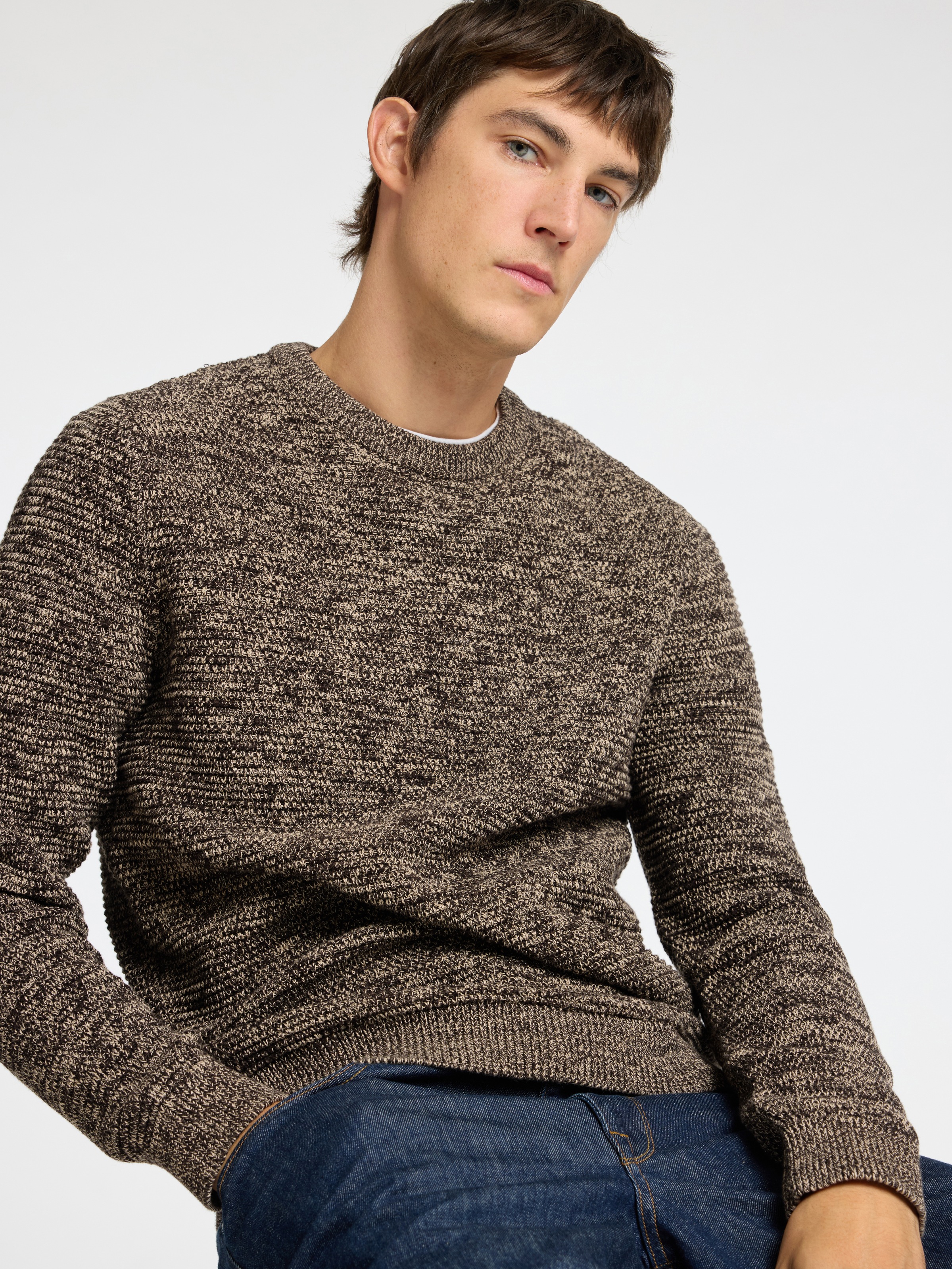 SELECTED HOMME Pull à col rond »SLHVINCE LS KNIT BUBBLE CREW NECK NOOS«