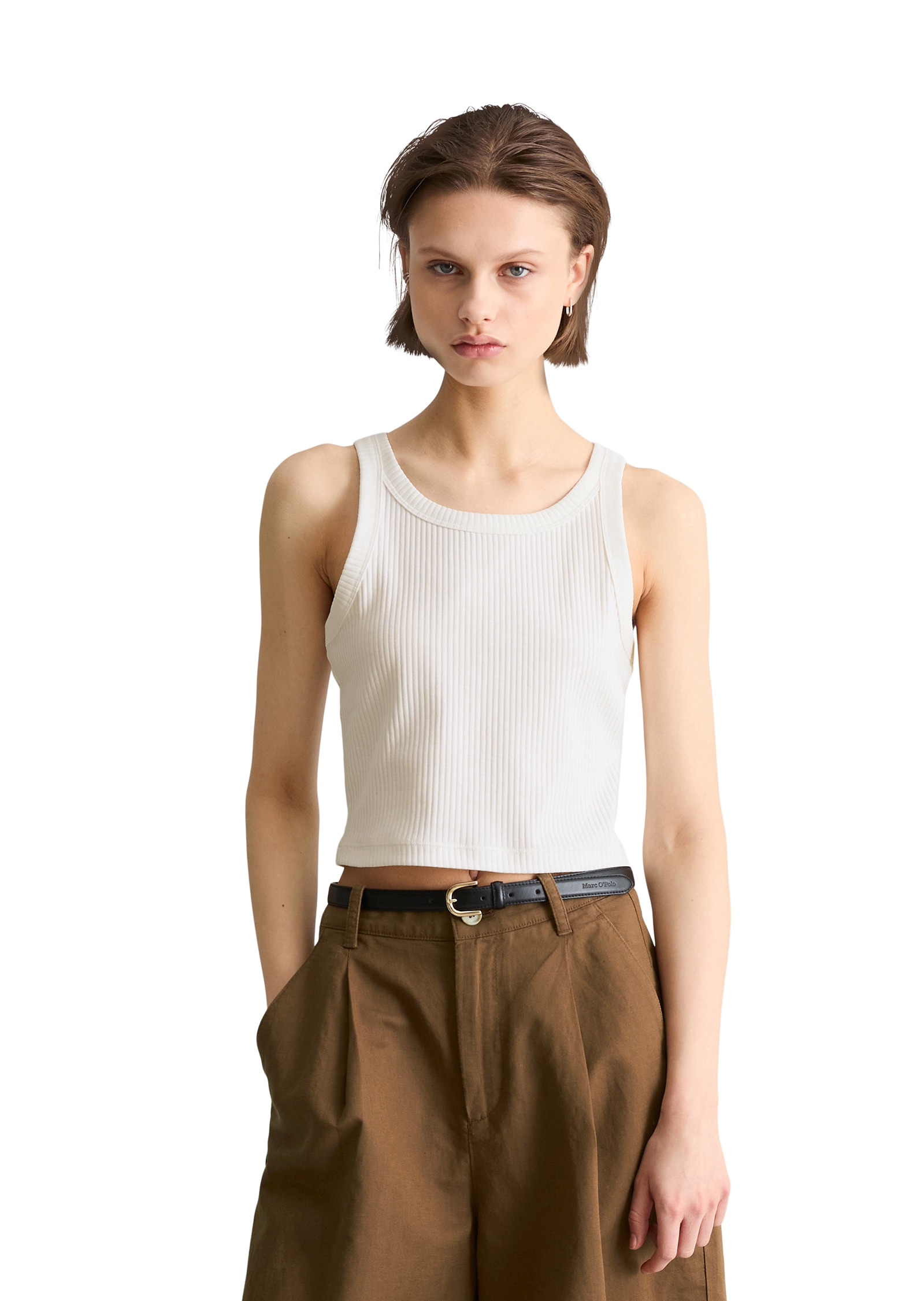 Image of Marc OPolo DENIM Tanktop slim cropped aus Stretch-Jersey