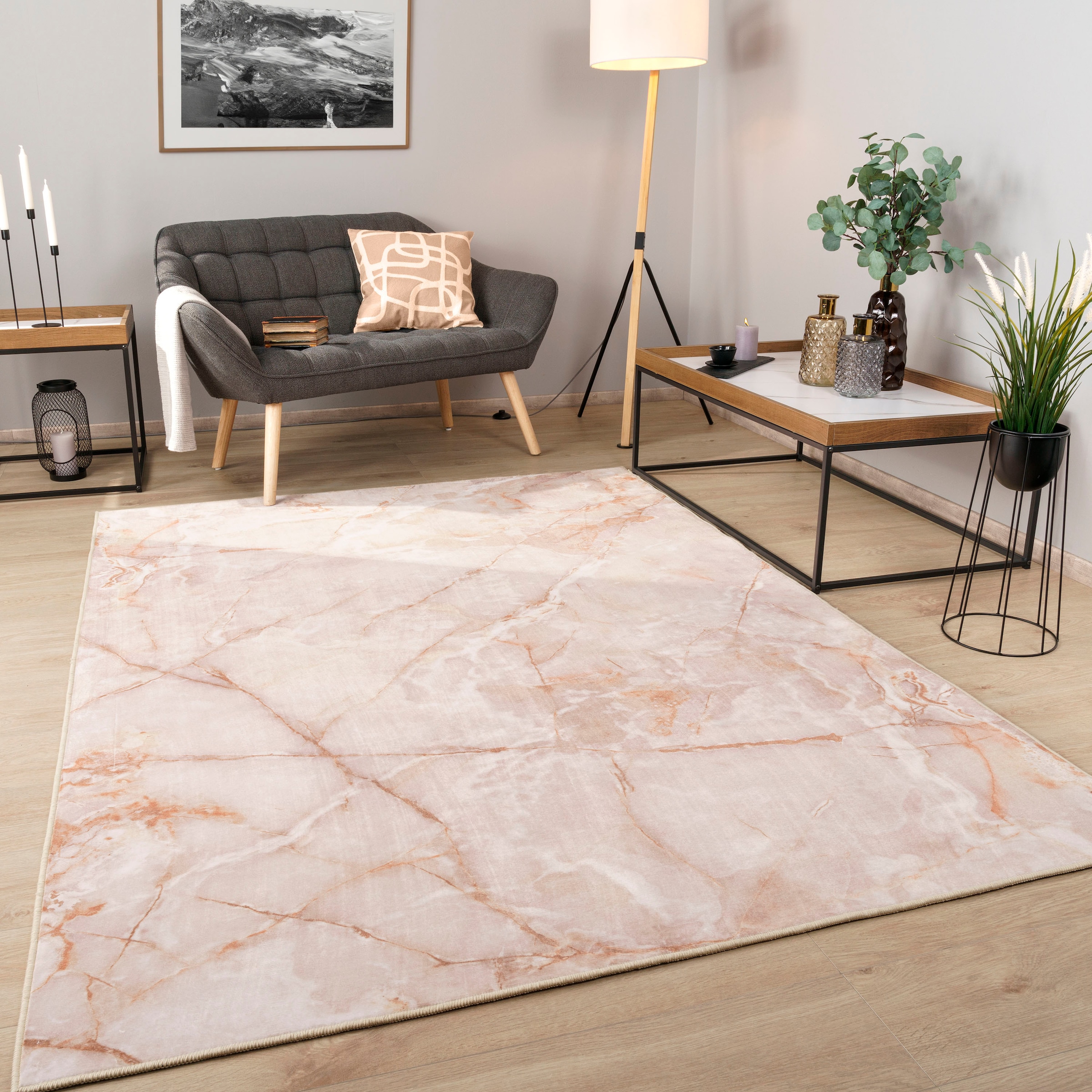 Paco Home Teppich »Marble 246«, rechteckig, Kurzflor, modernes Marmor Design, Wohnzimmer, Schlafzimmer