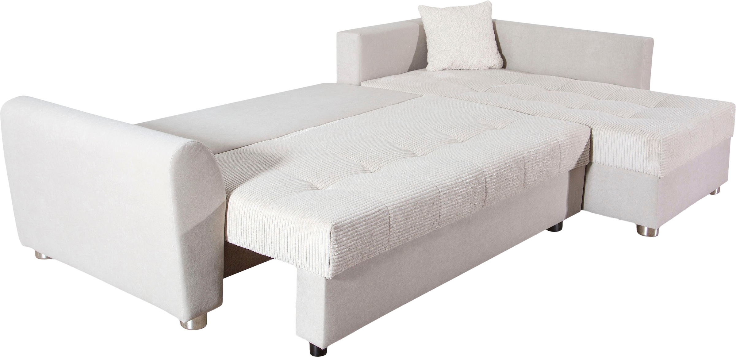 COLLECTION AB Ecksofa »Jana XL L-Form, B: 250 cm« Schlaffunktion, Bettkasten & 1 Zierkissen, Federkern