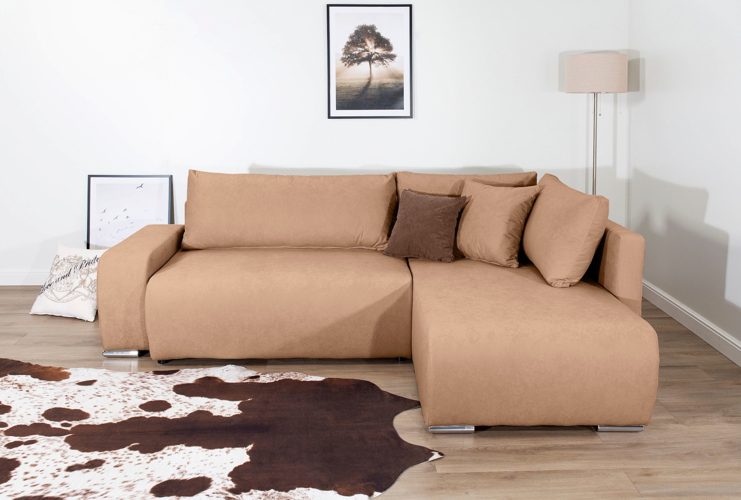 COLLECTION AB Ecksofa »Poppy, L-Form, Breite 227 cm mit Schlaffunktion« inkl. Schlaffunktion und Bettkasten