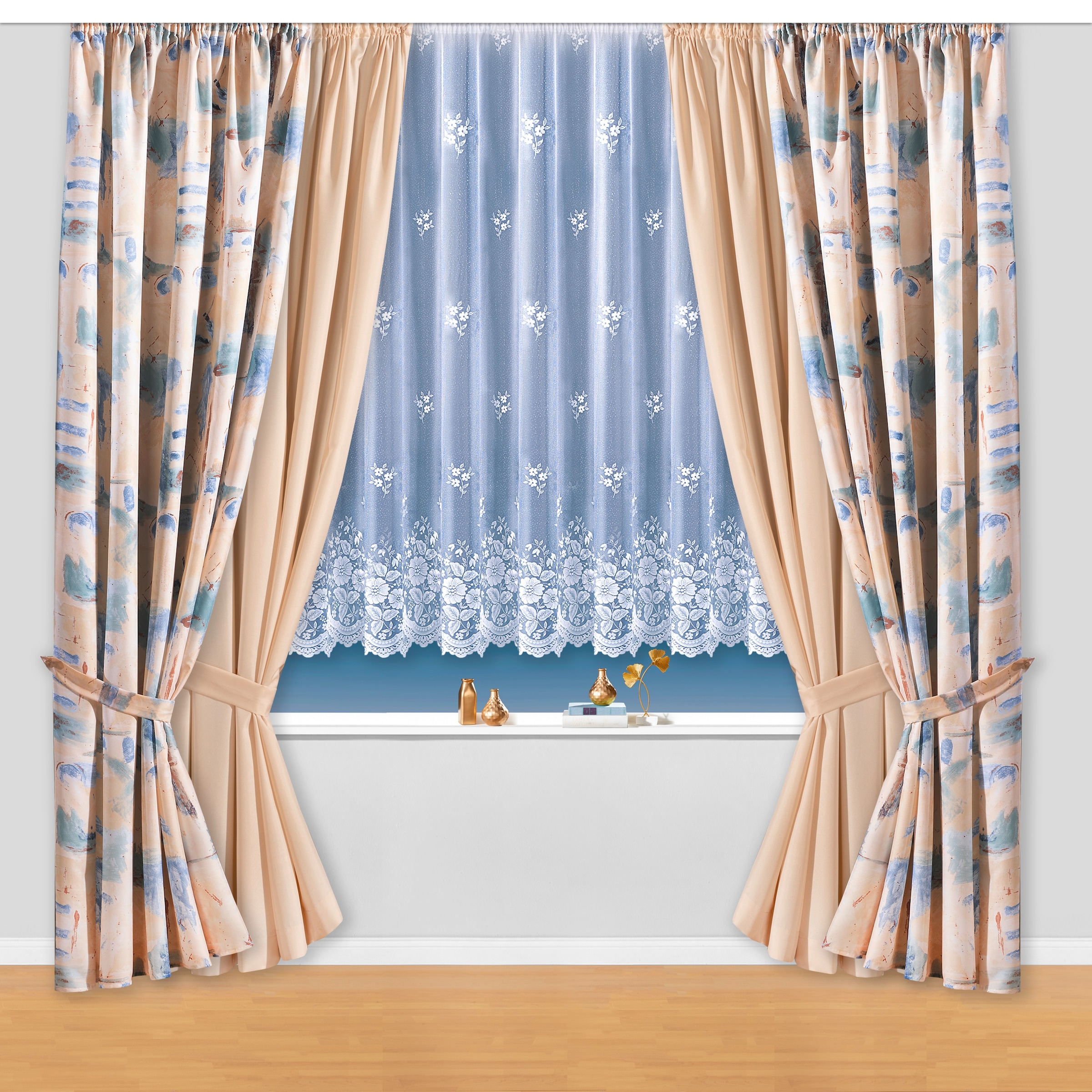 Weckbrodt Vorhang »Matteo«, (1 St.), Satin, bedruckt, leichte Qualität, mit Raffhalter, Gardine, Store