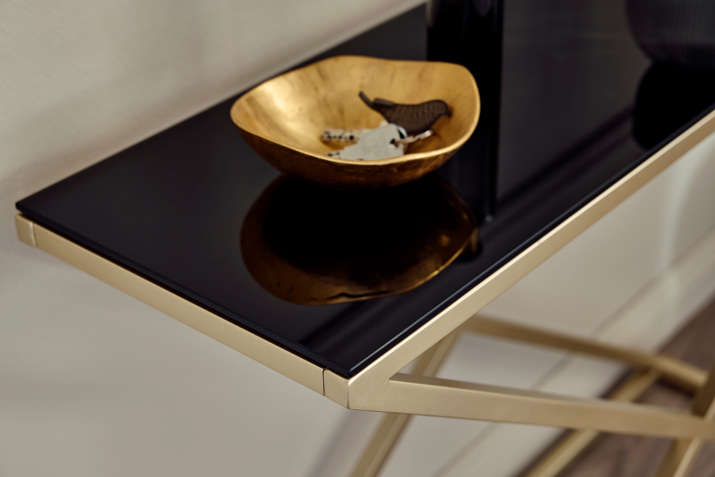 Jahnke Konsolentisch »XTRA CONSOLE« 1 Stk. tlg. Konsole/Beistelltisch in Gold-Look, aus Sicherheitsglas gefertigt