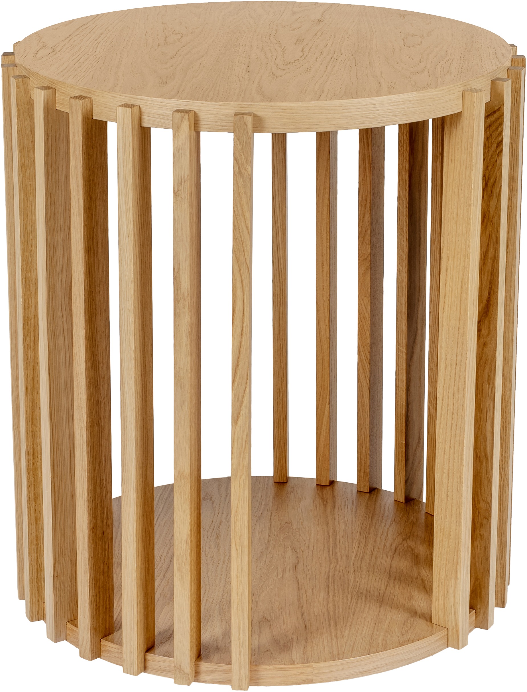 Woodman Beistelltisch »Drum, Breite/Tiefe/Höhe: 53/53/58 cm«, Holzfurnier aus Eiche, Sprossen aus massiver Eiche