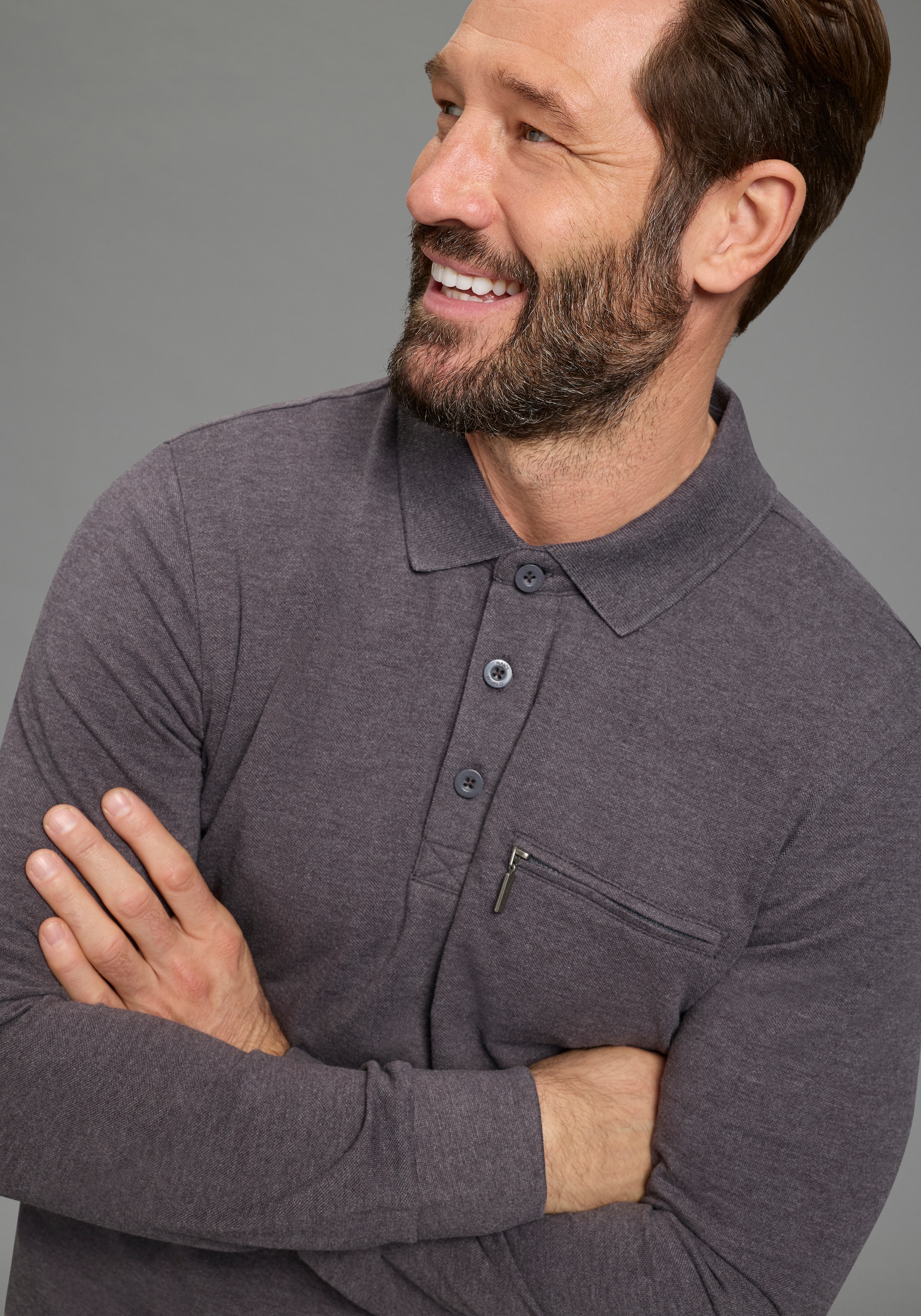 Man's World Polo à manches longues »Neue Kollektion!« schmale Passform, Langarm, mit Reissverschlusstasche