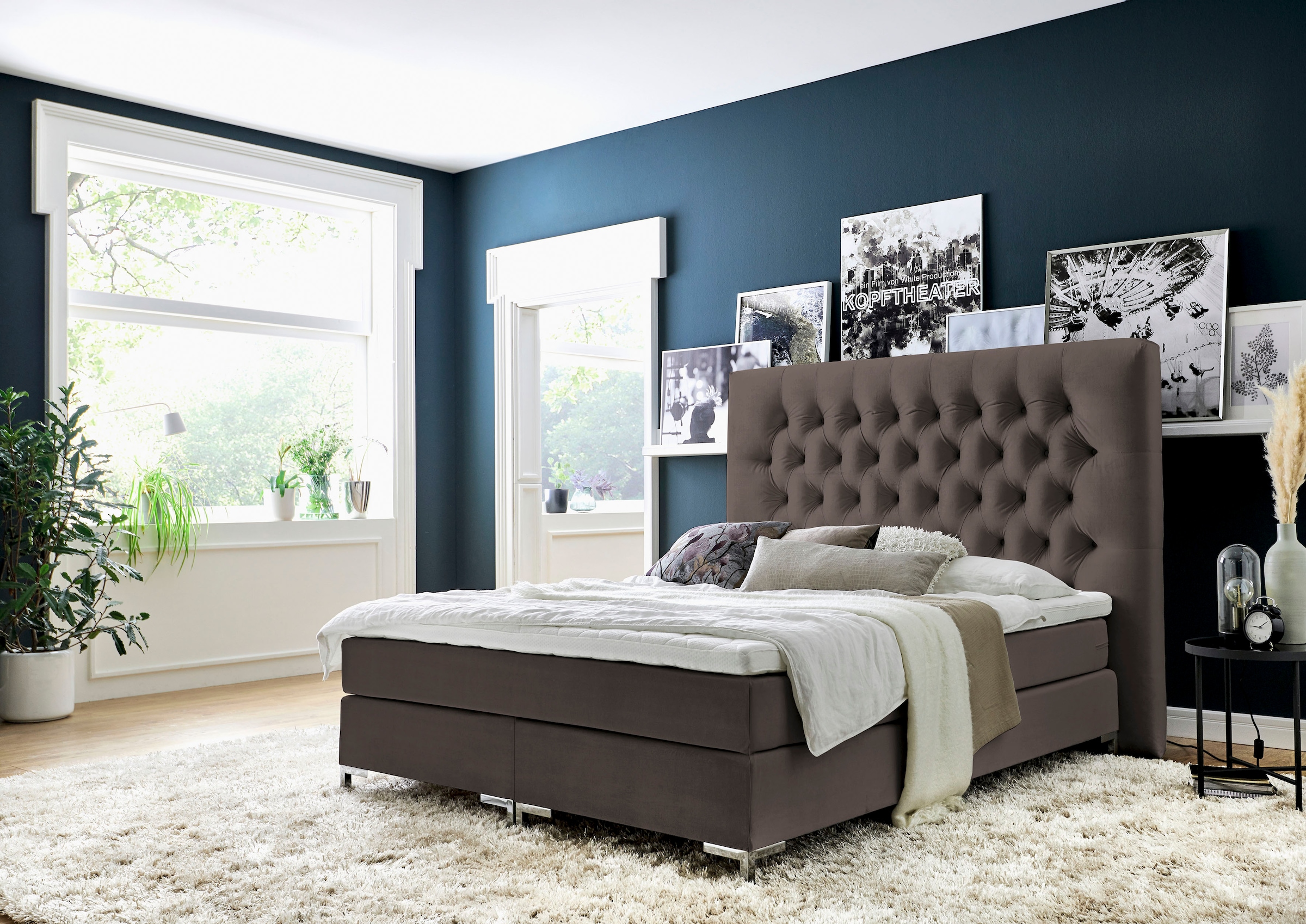 ATLANTIC home collection Boxspringbett »Ronja«, mit Topper und extra hohem Kopfteil