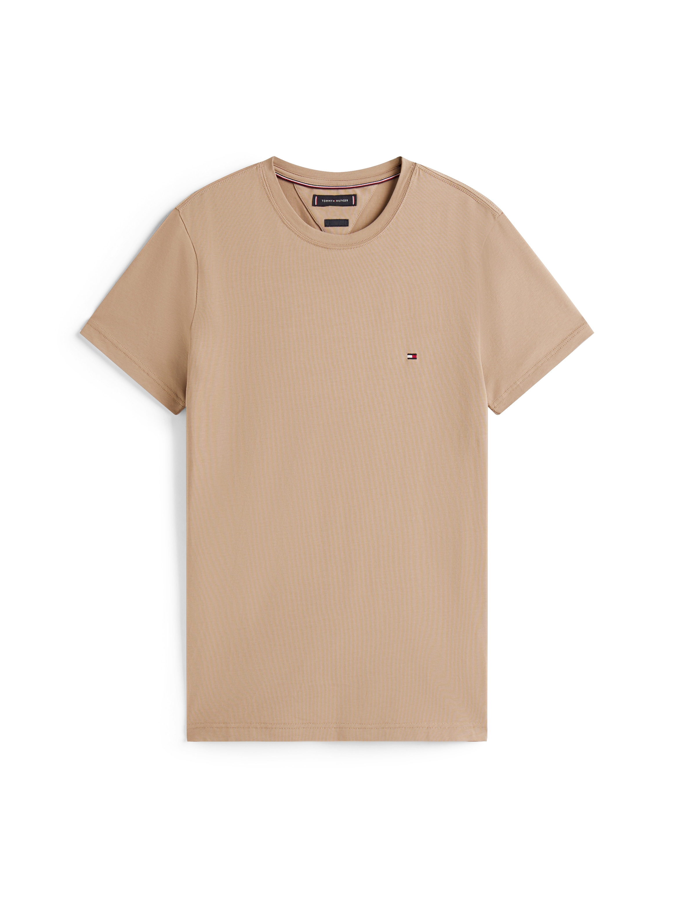 Tommy Hilfiger T-Shirt »STRETCH SLIM FIT TEE mit Rundhals und Logostickerei« unifarben, casual, slim fit, Baumwollmix, Rundhals