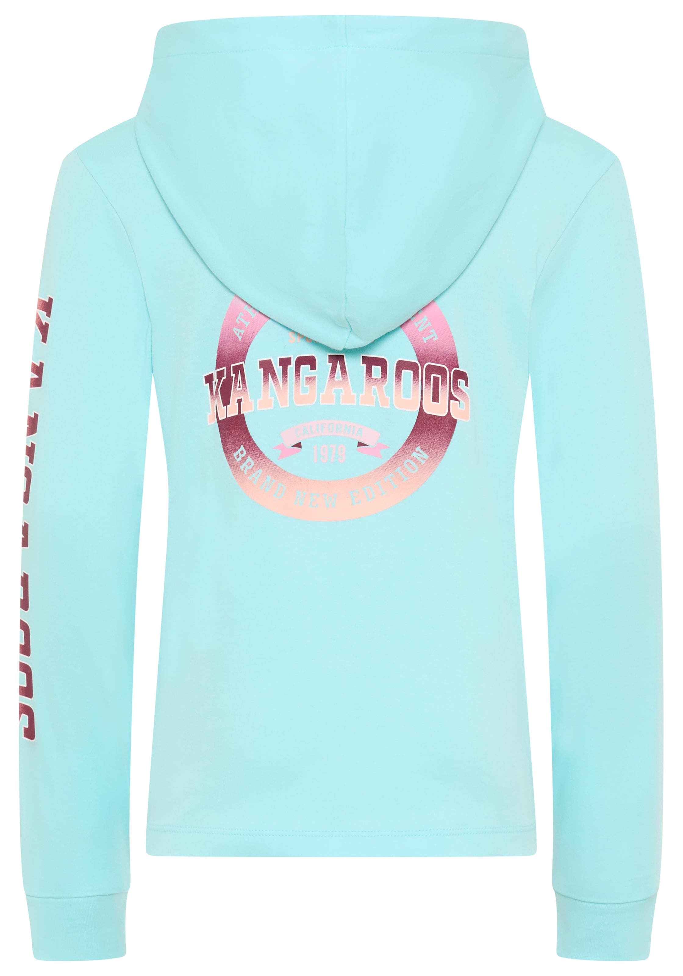 KangaROOS Langarmshirt »Kangaroos Kapuzenshirt mit Ärmeldruck« gerade Passform,  bedrucktes Design,  mit Kapuze,  aus 100% Baumwolle