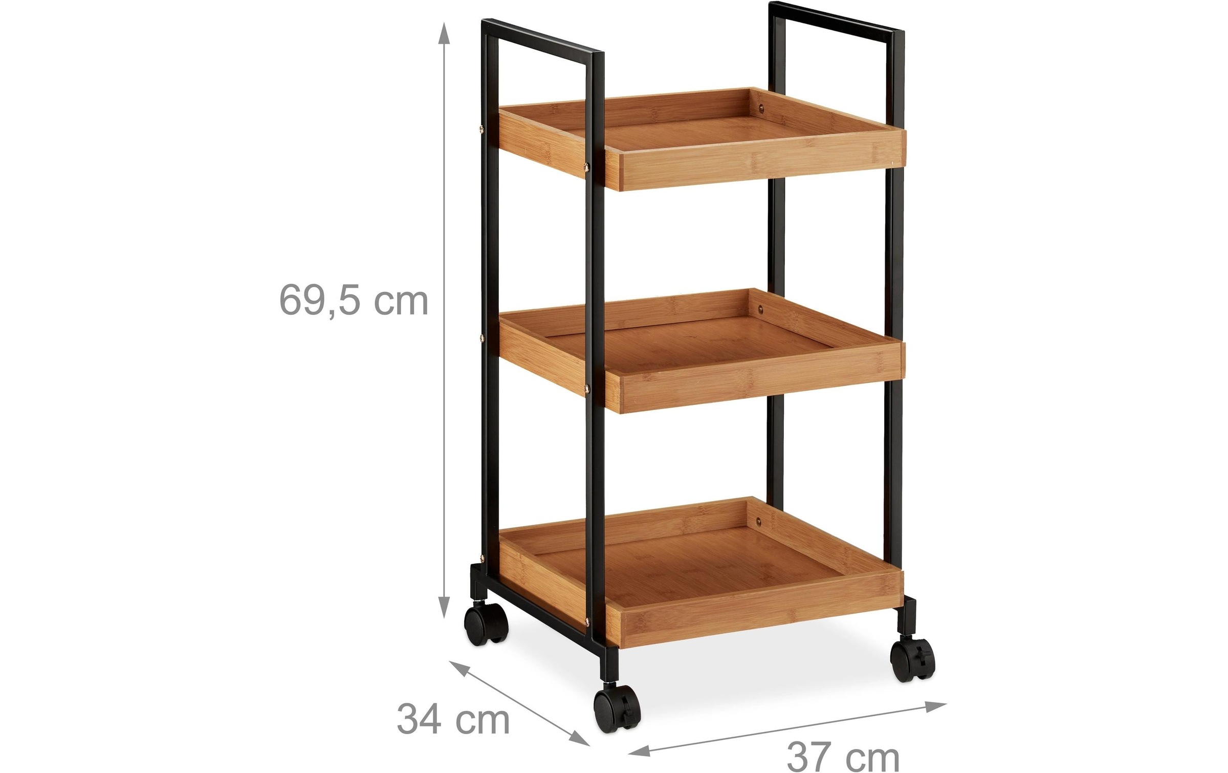 relaxdays Chariot de service »mit 3 Etagen 69.5 x 37 x 34 cm«