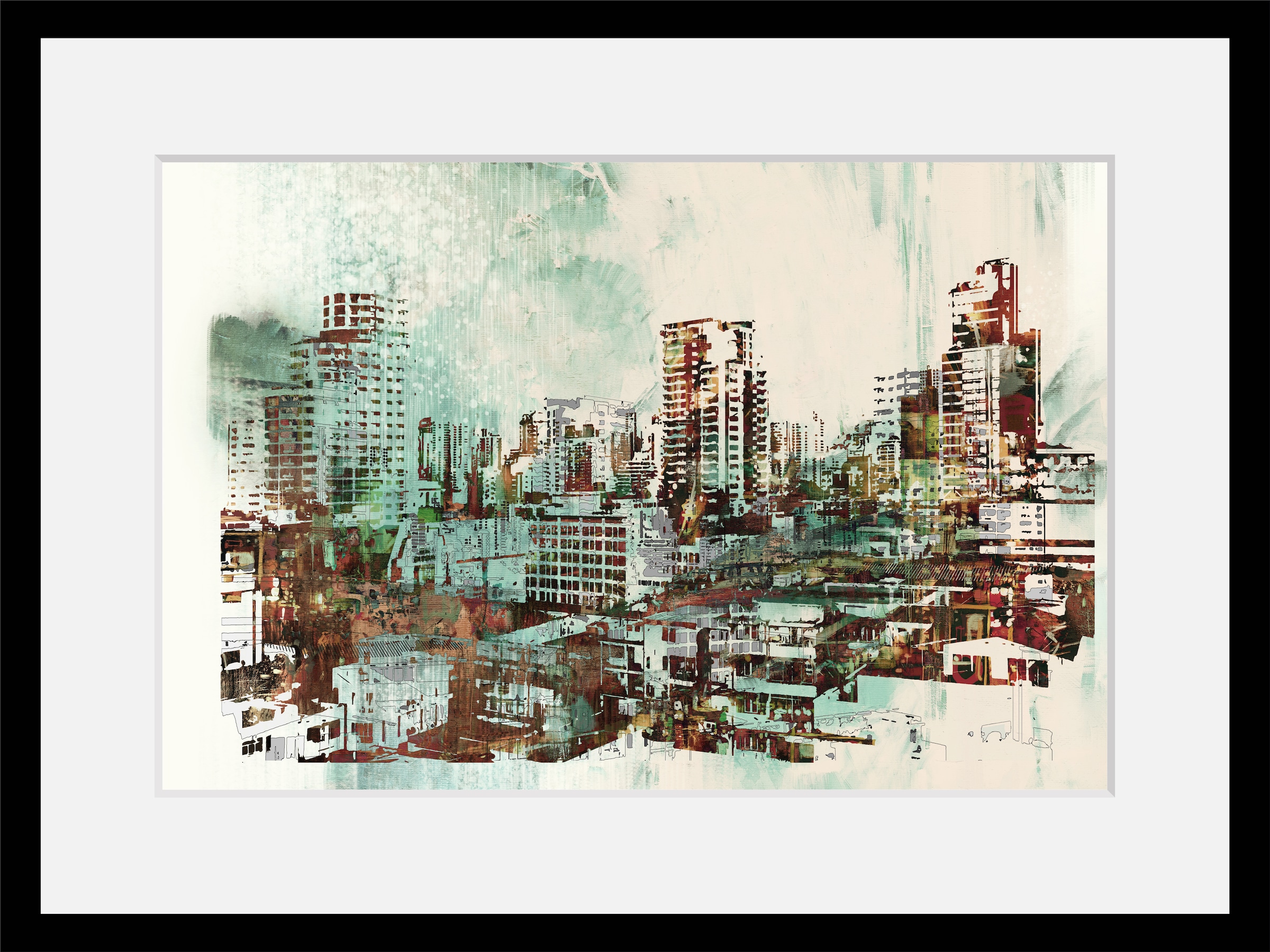 Image of queence Bild "Derya" Gebäude Himmel Kunst Stadt Städte HD Premium Poster-Druck inkl. Holzrahmen