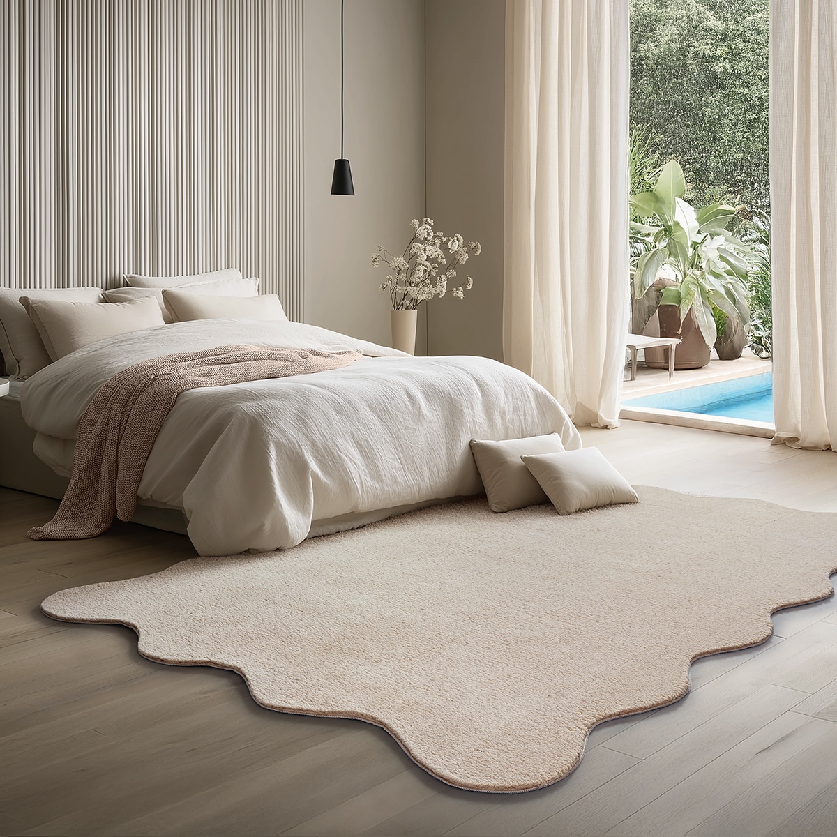 the carpet Tapis »Relax Scallop kuschelig & Super Soft,« En forme de vagues Anti-Rutsch Unterseite, Waschbar bis 30 Grad, Felloptik,