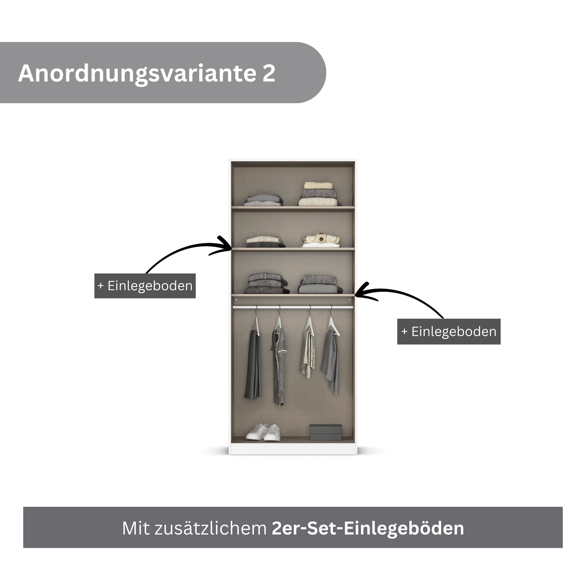 GOODproduct Armoire à portes battantes »Kleiderschrank Schrank Garderobe AGORDO mit Dekor- oder Hochglanzfront« en deux couleurs de poignées, largeurs 91-405 cm,  aménagement intérieur réfléchi, en 8 largeurs et 2 hauteurs, FABRIQUÉ EN ALLEMAGNE