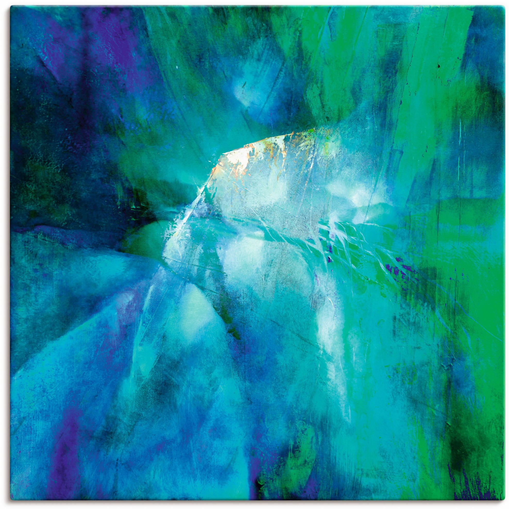 Image of Artland Leinwandbild "Abstrakte Komposition in türkis" Gegenstandslos 1 Stk. tlg. auf Holzrahmen gespannt