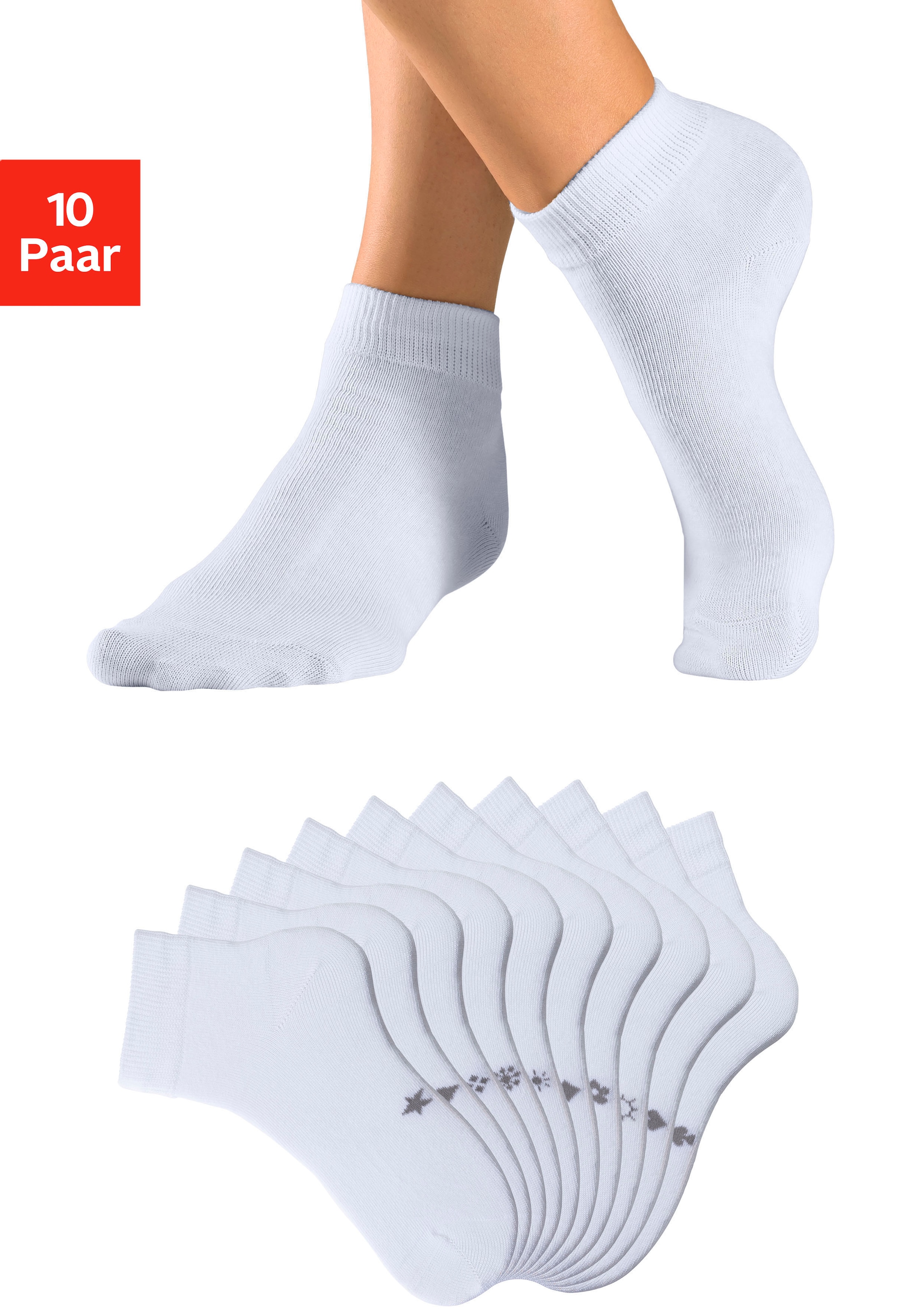 Image of H.I.S Kurzsocken Packung, 10 Stk. tlg. mit eingestrickten Symbolen