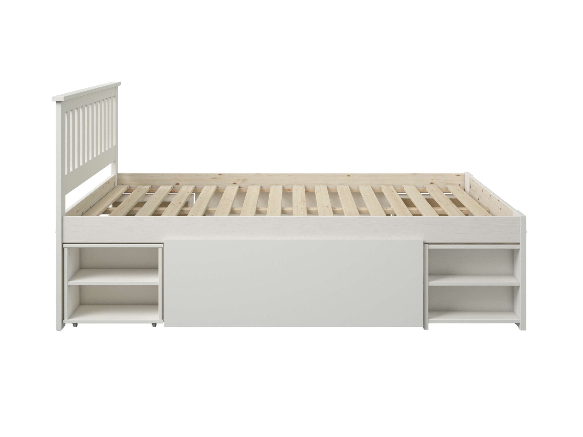 GOODproduct Massivholzbett »Kallvin, platzsparend, 3 Bettkästen, Nachtschränke ausziehbar« inklusive Lattenrost, ideal fürs Jugendzimmer und kleine Räume, FSC®