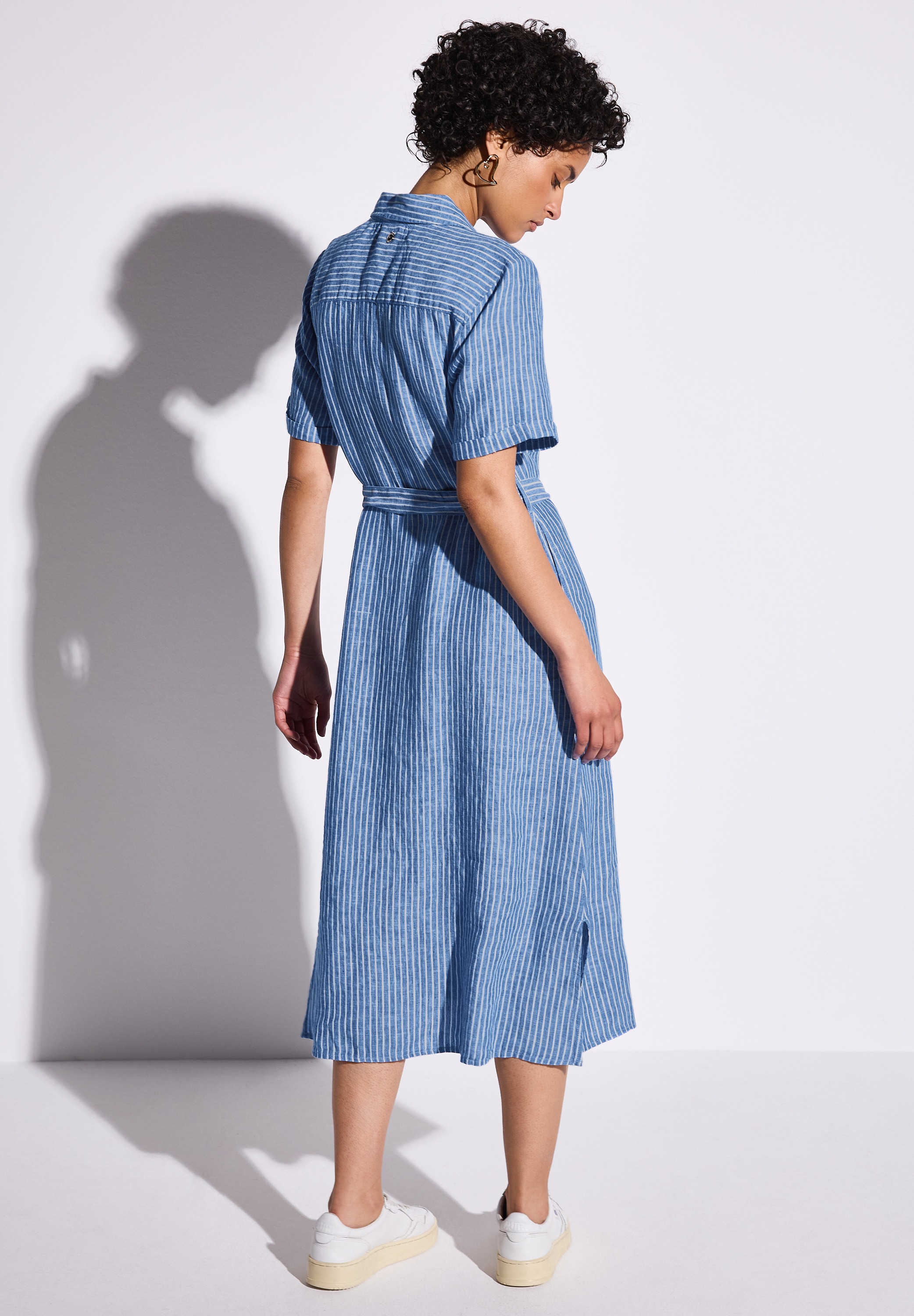 STREET ONE Midikleid, in Streifen-Optik und mit Eingrifftaschen