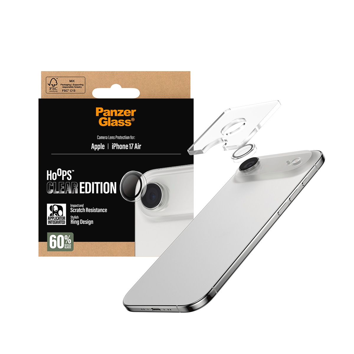 CARE by PanzerGlass Kameraschutzglas »Hoops Camera Lens Protector« für Apple iPhone Air Kameraschutz,Linsenschutz,Objektivschutz, kratz- & stossfest