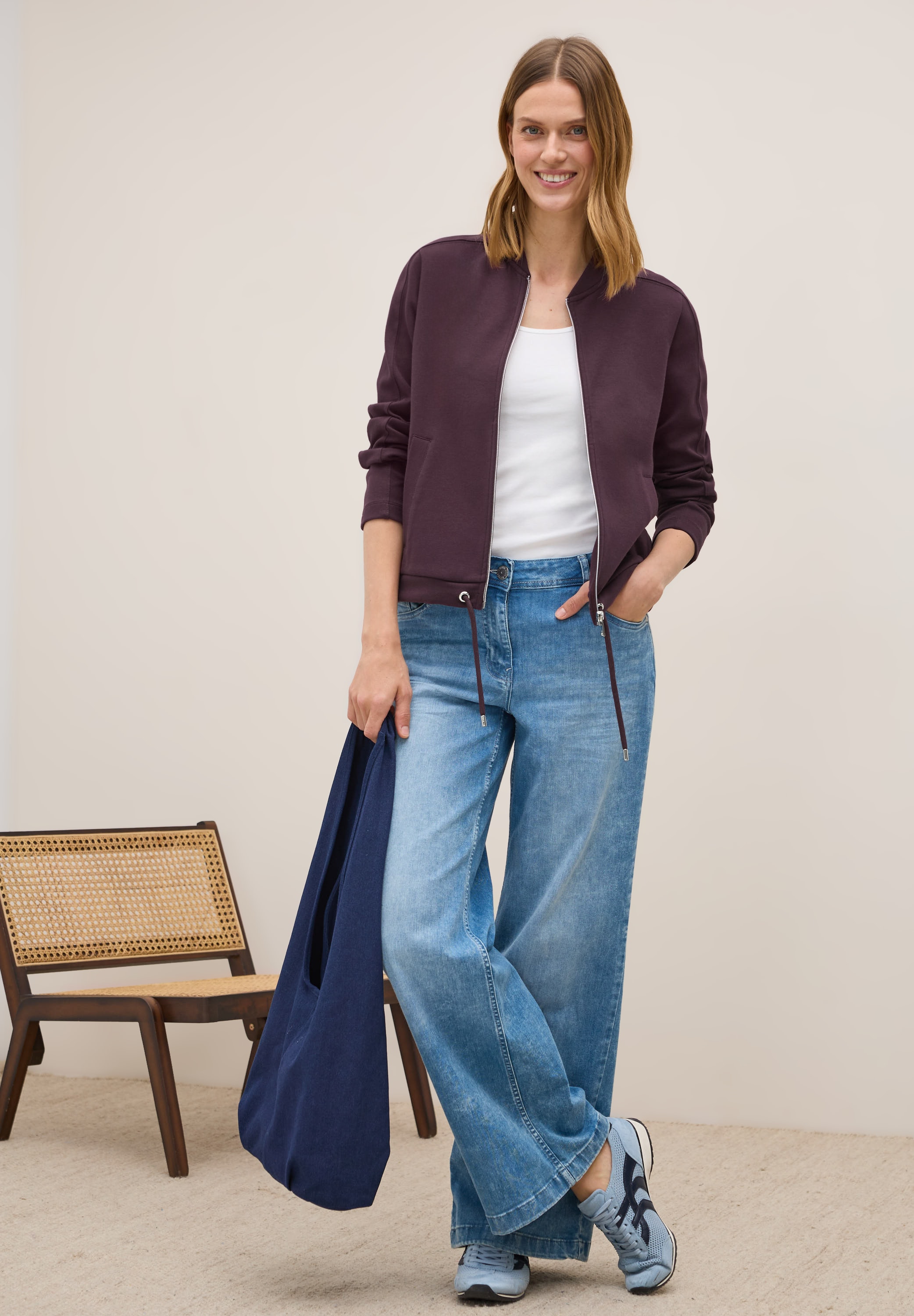 Cecil Sweatjacke, Sweat Blouson mit Tunnelzug und Stehkragen