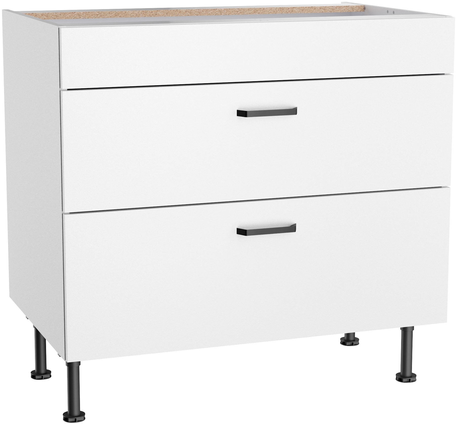 Image of KOCHSTATION Unterschrank "KS-Paula" 90 cm breit, 87 cm hoch, 2 Auszüge für autarkes Einbaukochfeld