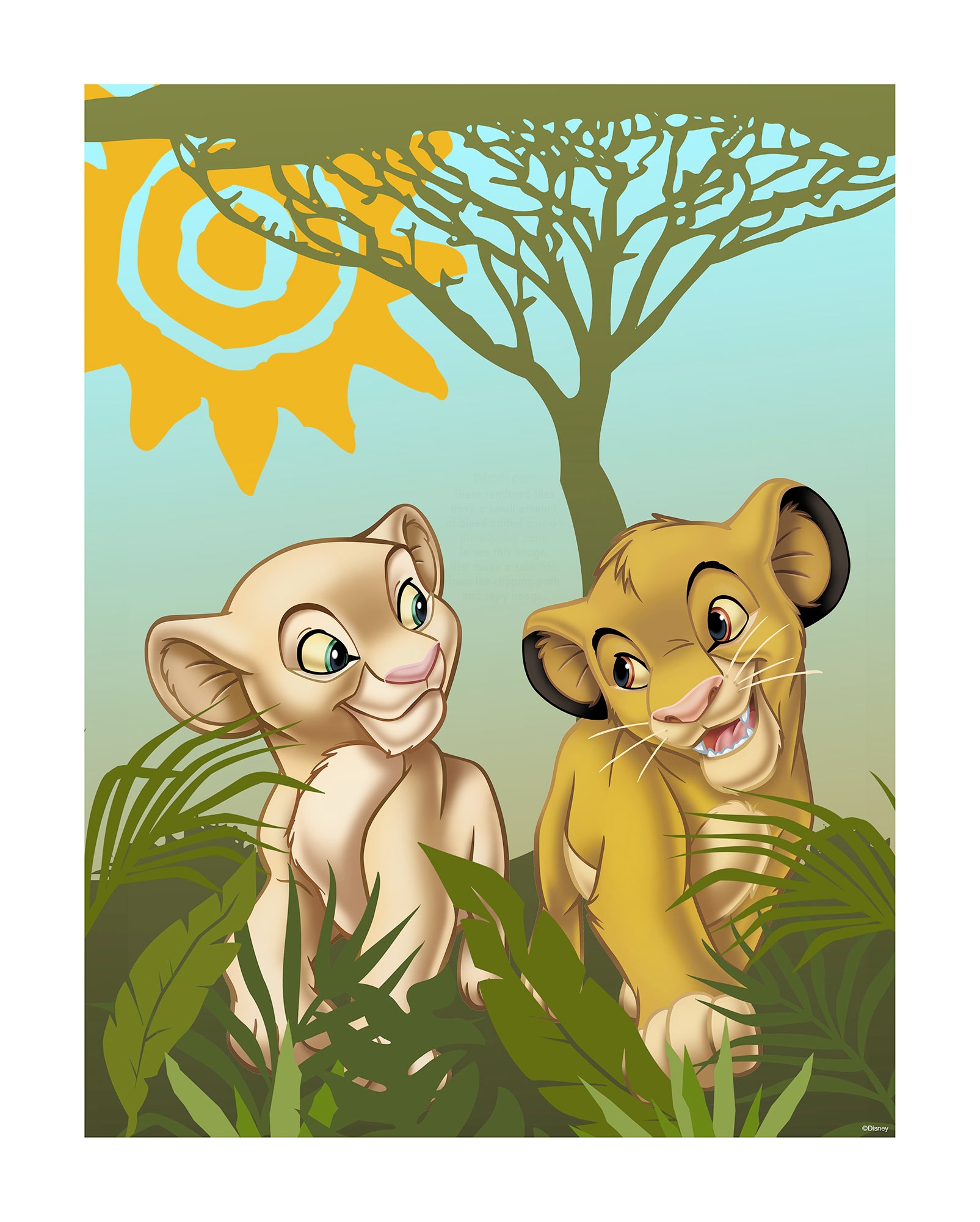 Image of Komar Bild "Lion King Urembo Meadows" Disney 1 Stk. tlg. Wandbild zur Dekoration im Kinderzimmer - ohne Rahmen