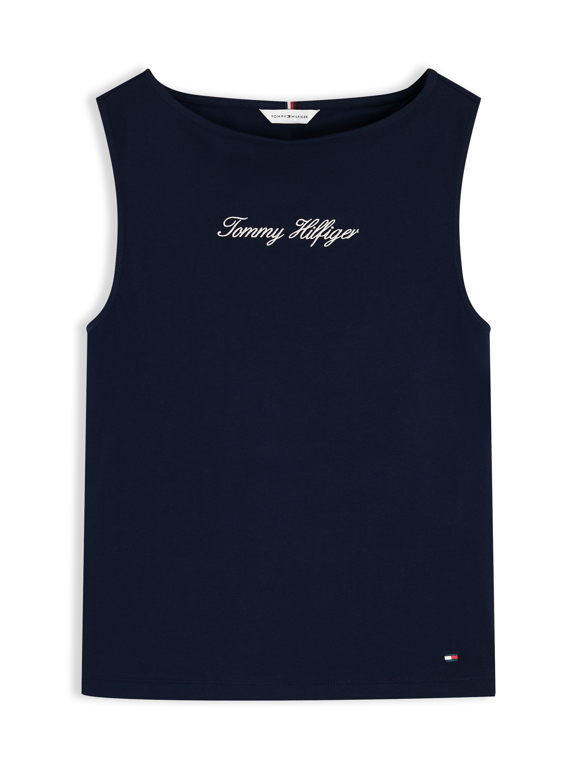 Tommy Hilfiger Tanktop »CLASSIC SCRIPT BOAT-NK TOP« Baumwollmischung, U-Boot Ausschnitt