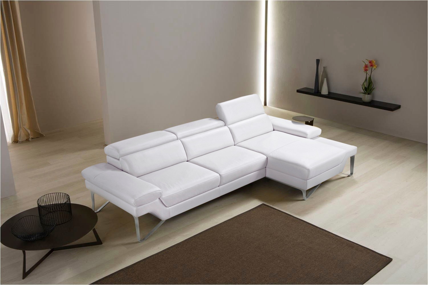 Image of Egoitaliano Ecksofa "Princess, elegantes Designsofa mit erstklassigem Sitzkomfort, L-Form" mit Recamiere, inkl. Kopfteilverstellung, edle Designmetallfüsse