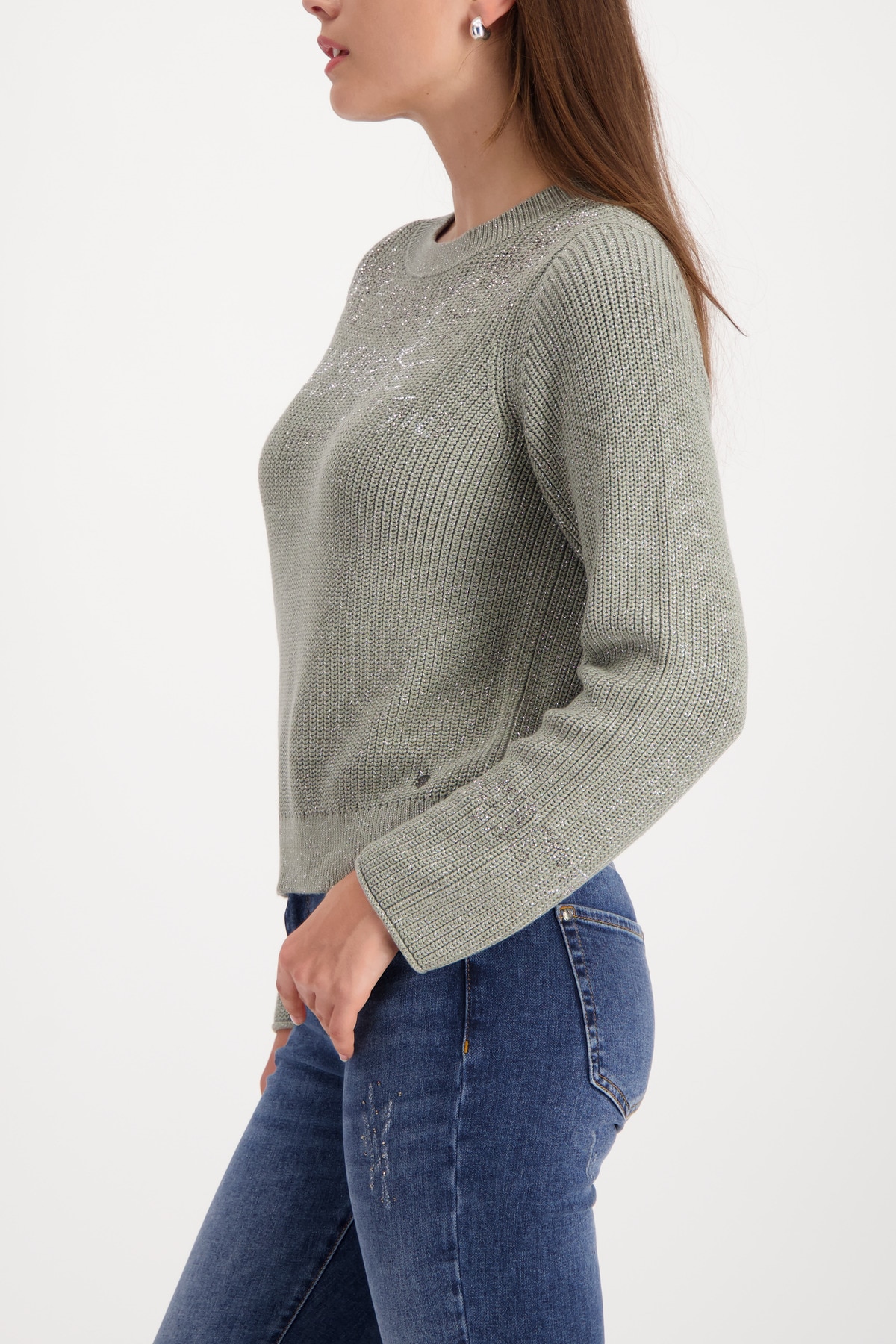 Monari Pull en tricot »Pullover Schmuck + Lurex« Regular fit mit Rundhalsausschnitt