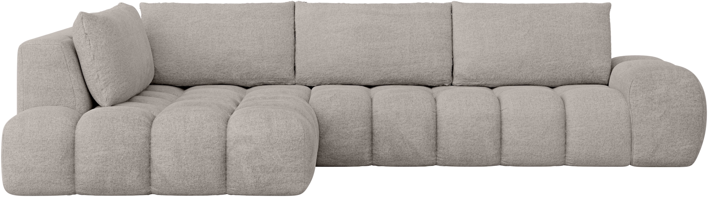 INOSIGN Ecksofa »AZITA Designsofa, elegant und bequem L-Form, Bubble-Optik«, lose Rückenkissen, traumhafte Steppung, Masse B/T/H: 352/210/72 cm