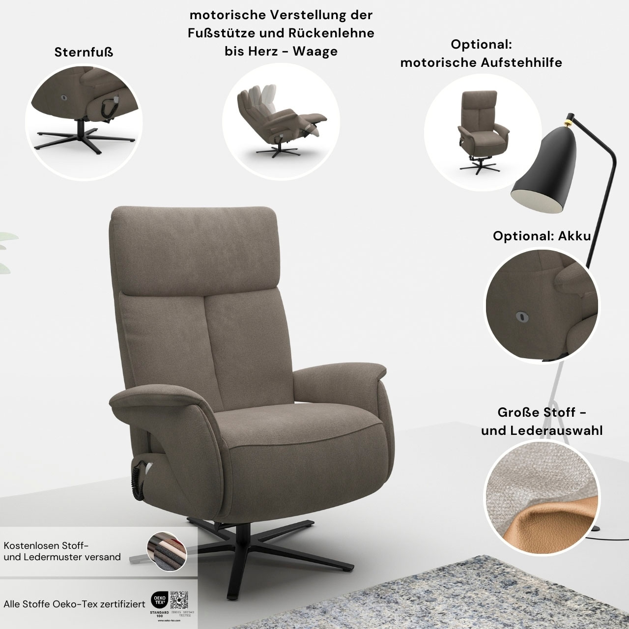 sit&more TV-Sessel »Triple Seven Xtra large, bis 200kg belastbar, mit Herz-Waage Funktion« inkl. Kopfteil- & Drehfunktion, wahlweise mit Akku und Aufstehhilfe