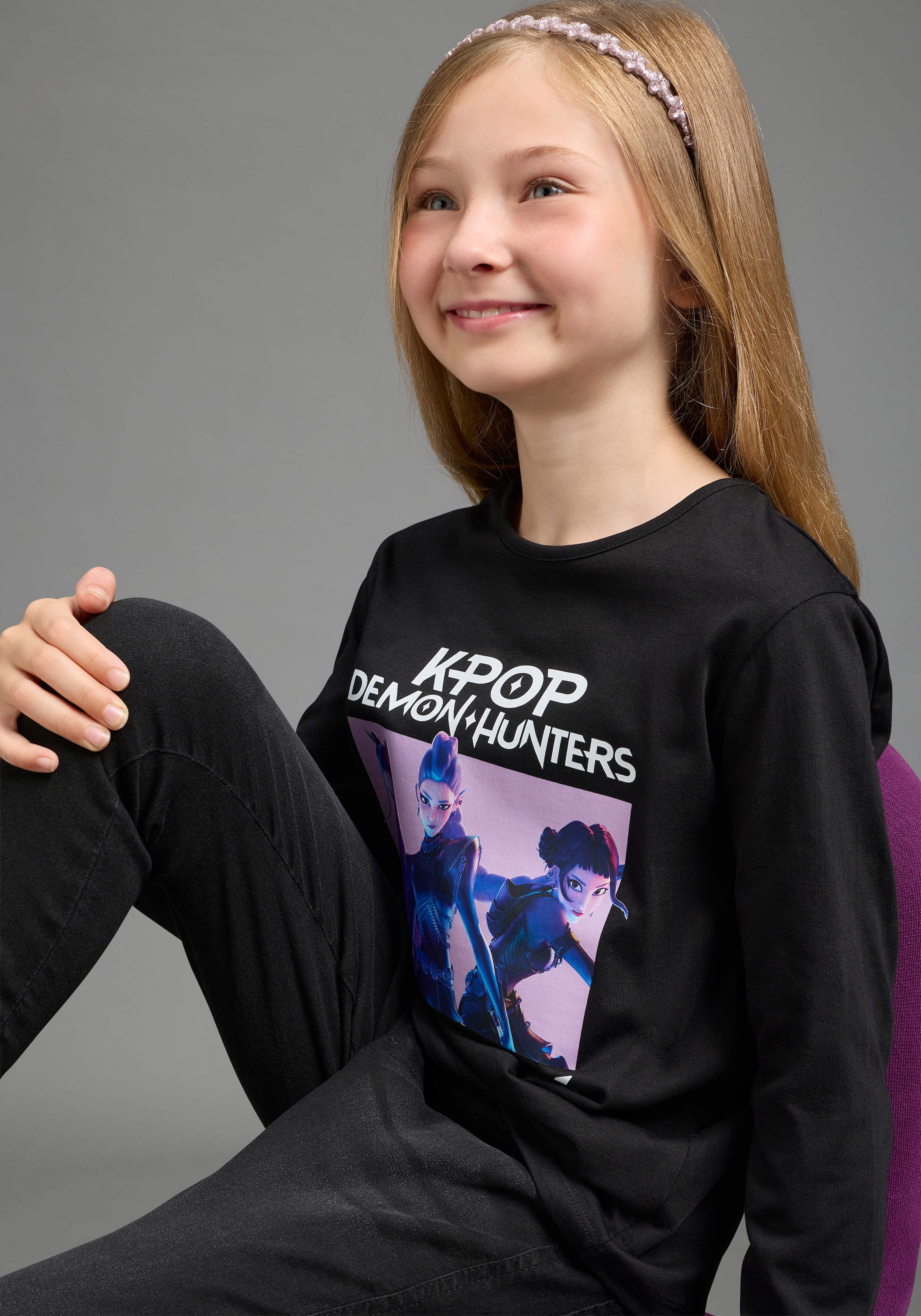 KIDSWORLD Langarmshirt »K-POP DEMON HUNTERS Shirt« K-Pop Shirt, hüftlang, mit Rundhalsausschnitt, Basic Passform