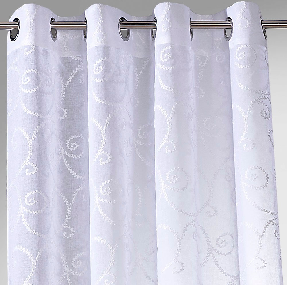 Weckbrodt Vorhang »Romance« Ösen 1 Stk. tlg. echte Stickerei, halbtransparent, Muster Raute, Gardine, Store