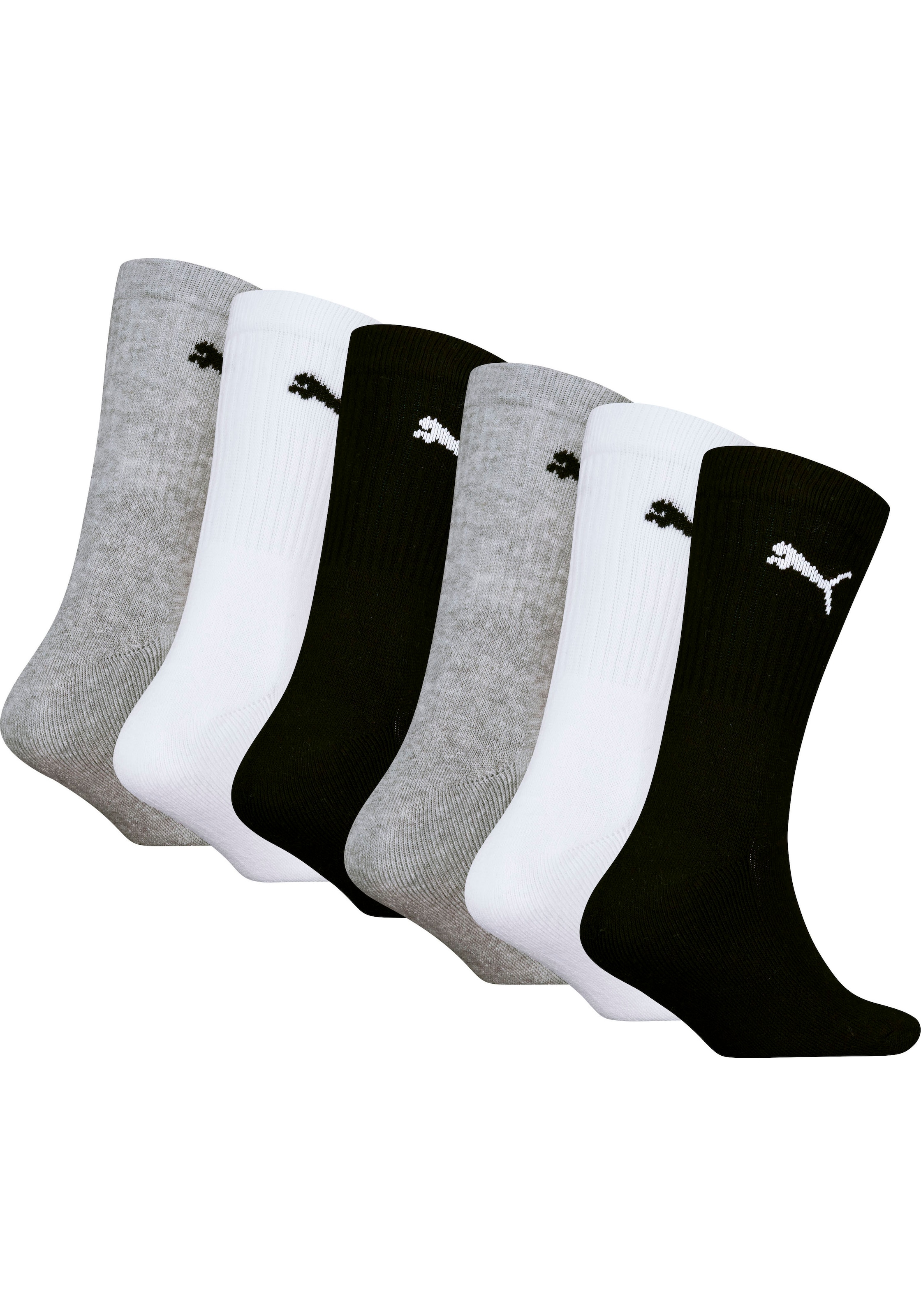 PUMA Socken »JUNIOR CREW SOCK 6P ECOM«, (6 Paar), gepolsterte Sohle für zusätzlichen Komfort