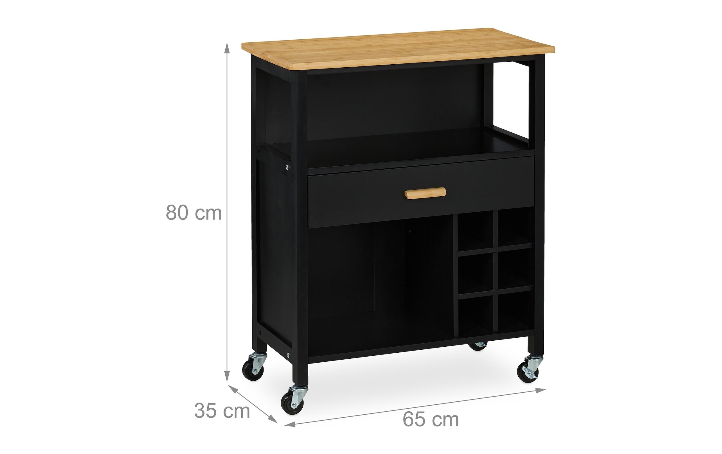 relaxdays Chariot de cuisine »mit Weinregal 80 x 65 x 35 cm«