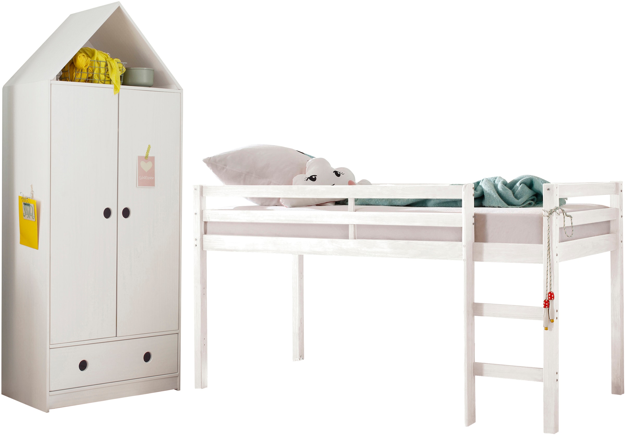 Lüttenhütt Hochbett »Alpi«, aus schönem massivem Kiefernholz, Aussenmassenbreite 103 cm