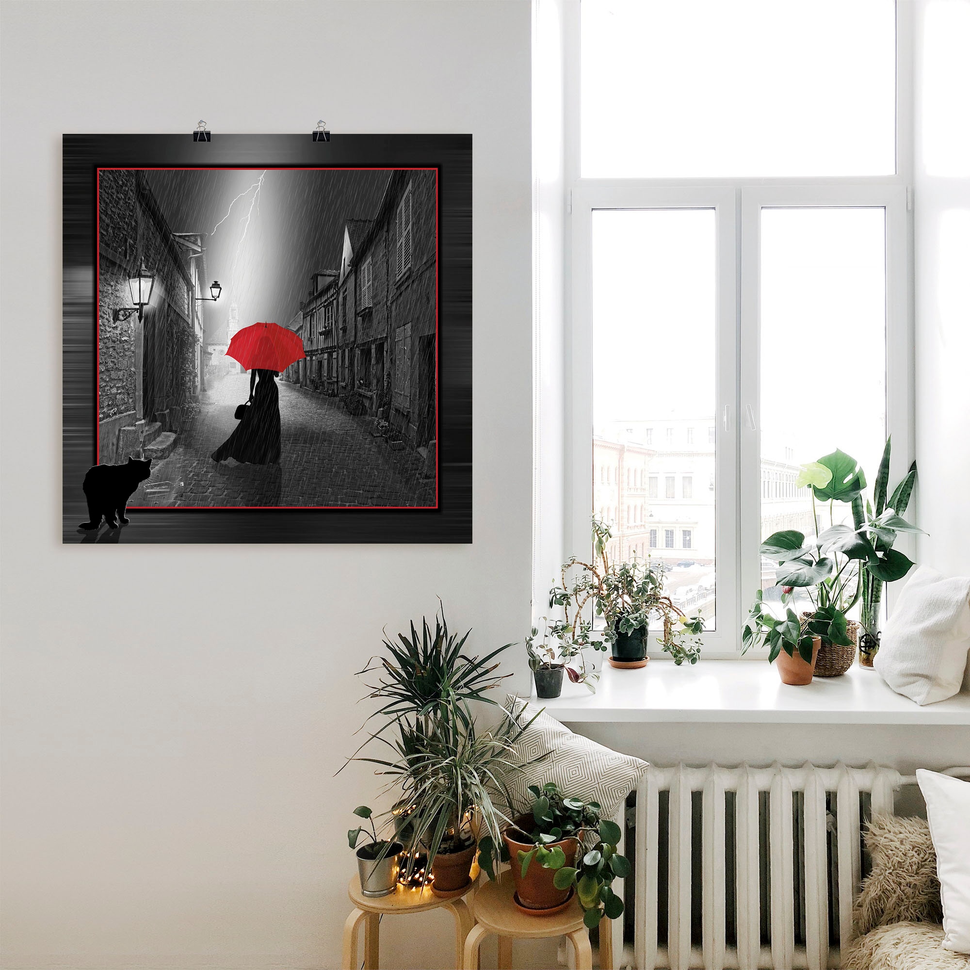 Artland Wandbild »Die Frau mit dem roten Schirm 2«, Frau, (1 St.), als Leinwandbild, Poster, Wandaufkleber in verschied. Grössen