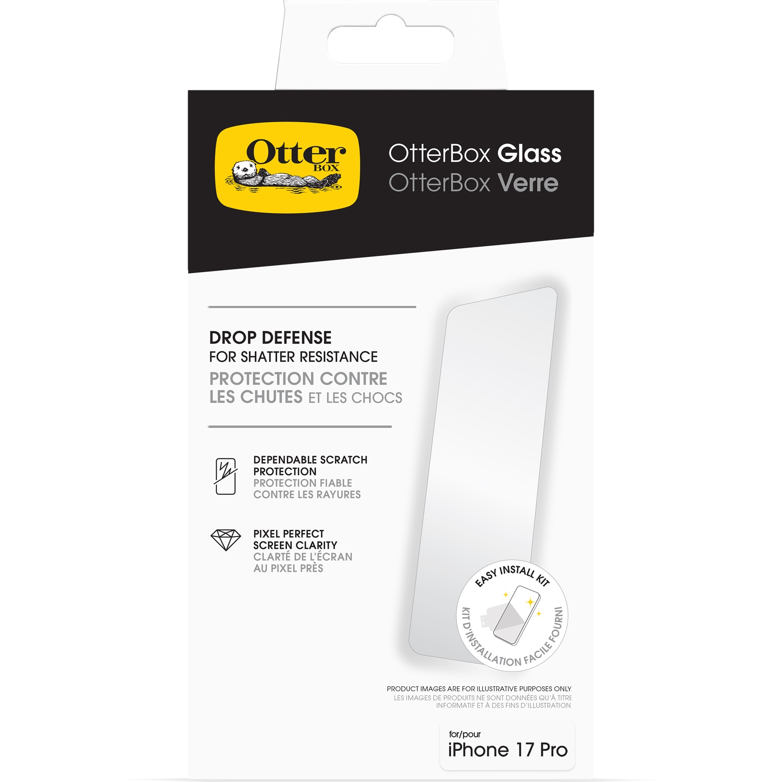 Otterbox Displayschutzglas »Glass Screen Protector« für Apple iPhone 17 Pro Displayschutzfolie, Schutzfolie, Bildschirmschutz, kratz- & stossfest