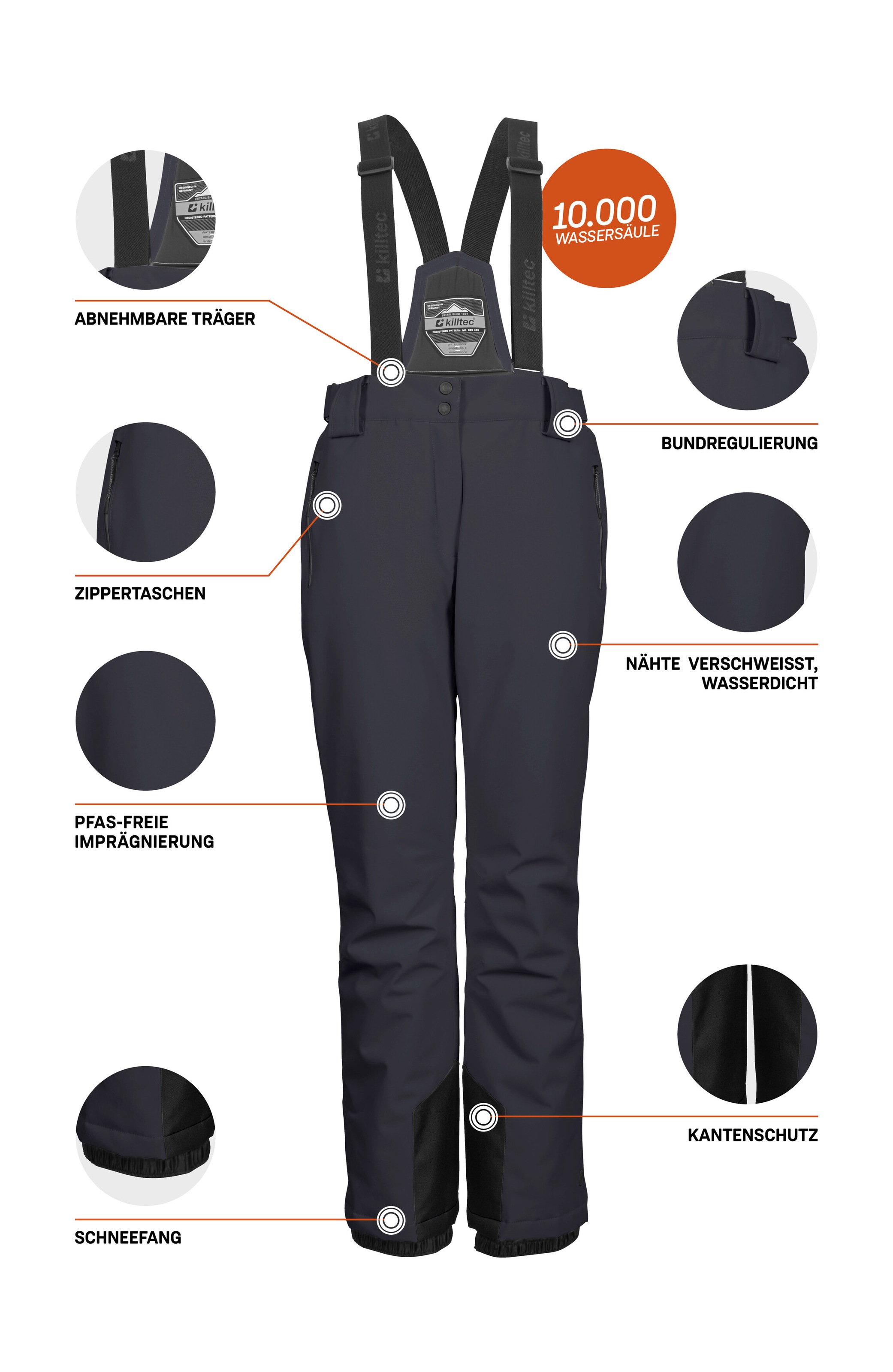 Killtec Skihose »KSW 249 WMN SKI PNTS«  Wasser- und winddicht, abnehmbare Träger, verstellbare Taille