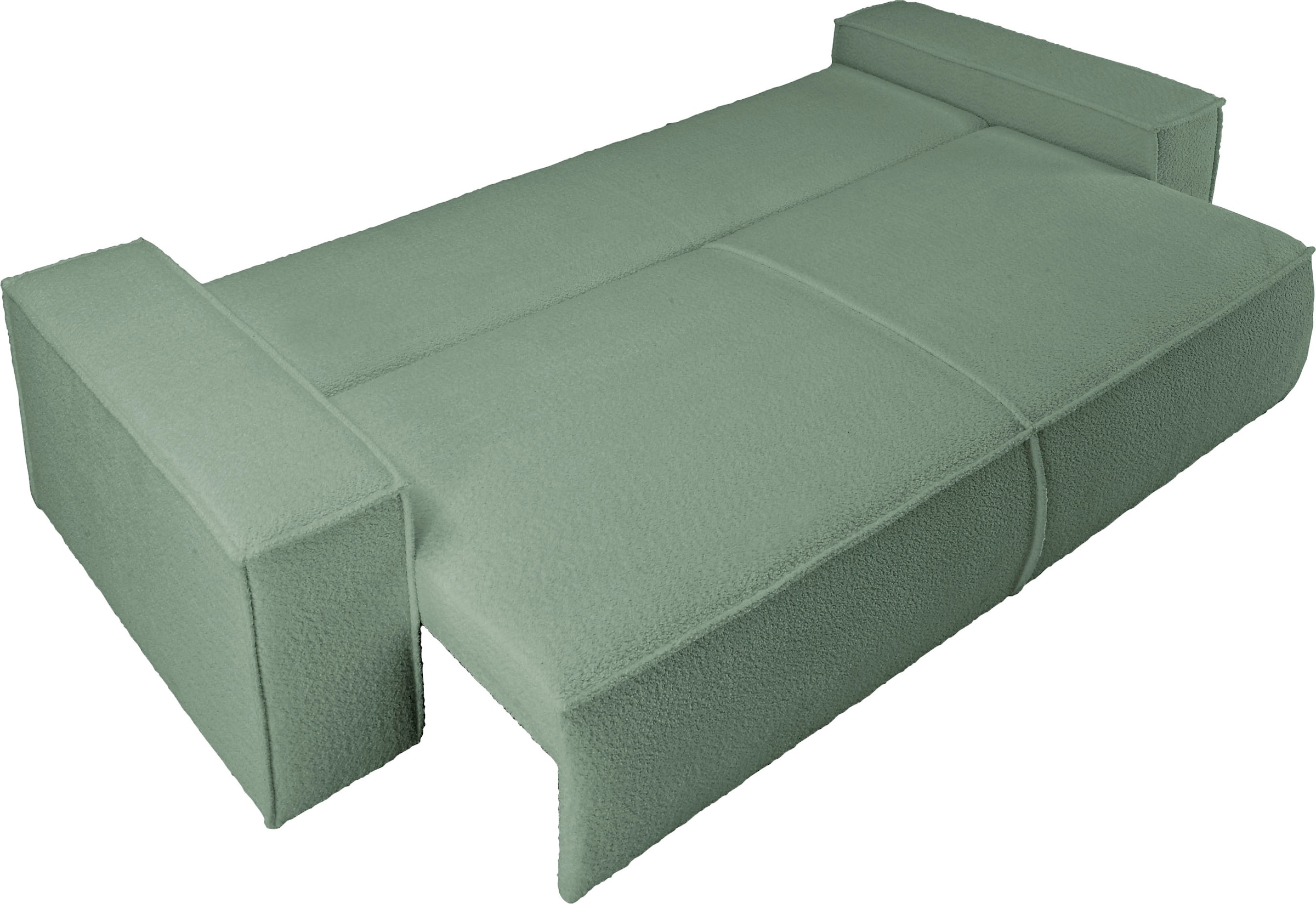 andas 3-Sitzer »FINNLEY Schlafsofa 257 cm, Schlaffunktion mit Bettkasten (200/136cm),«, in Aqua Clean-Bouclé u. Struktur fein