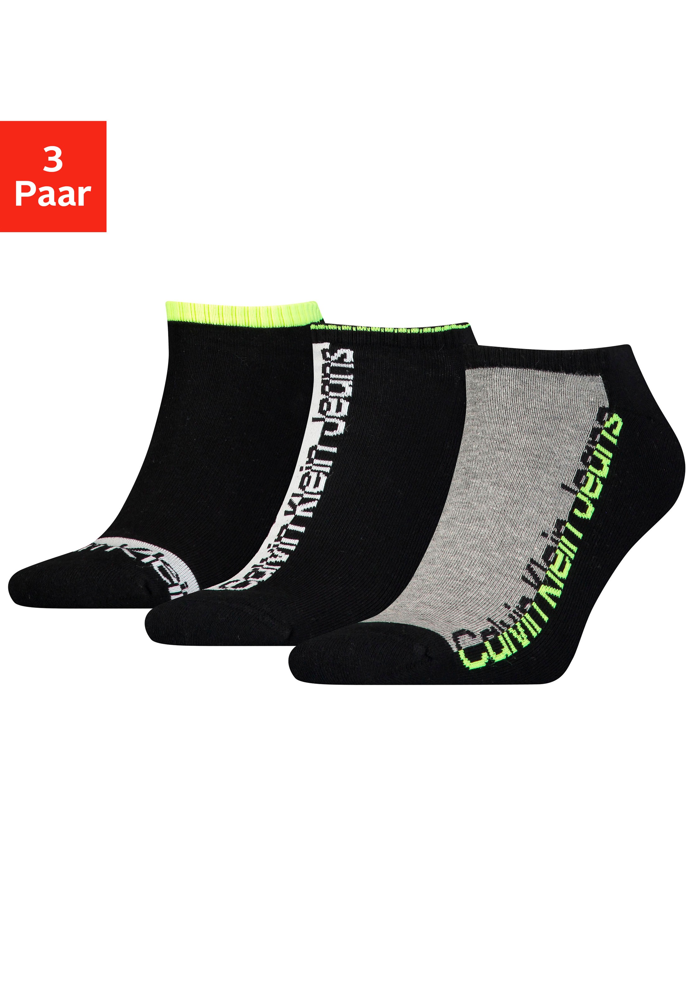 Image of Calvin Klein Sneakersocken, (3 Paar), mit eingestricktem Schriftzug bei Ackermann Versand Schweiz